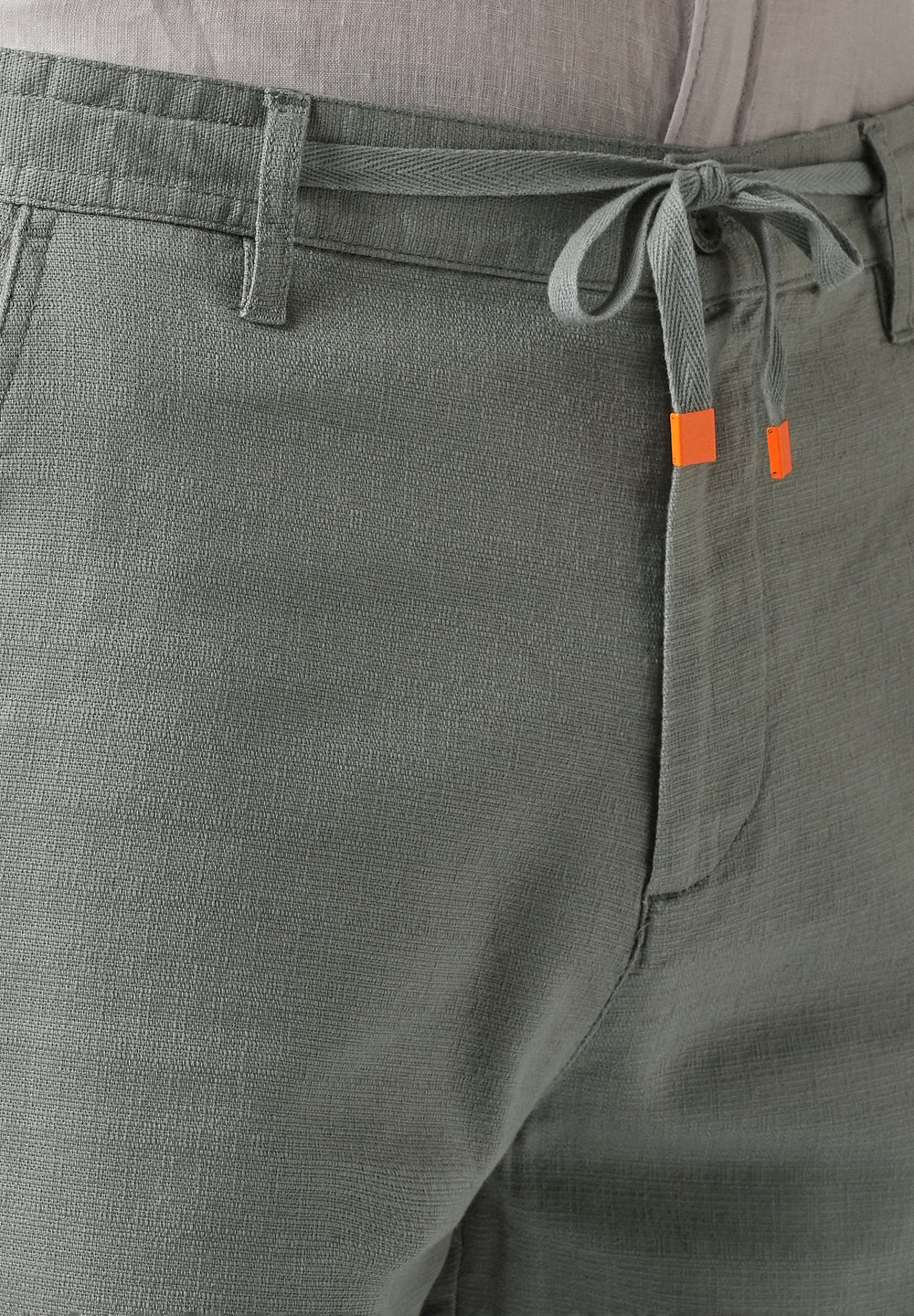 Grey Linen-Look Cotton Trousers