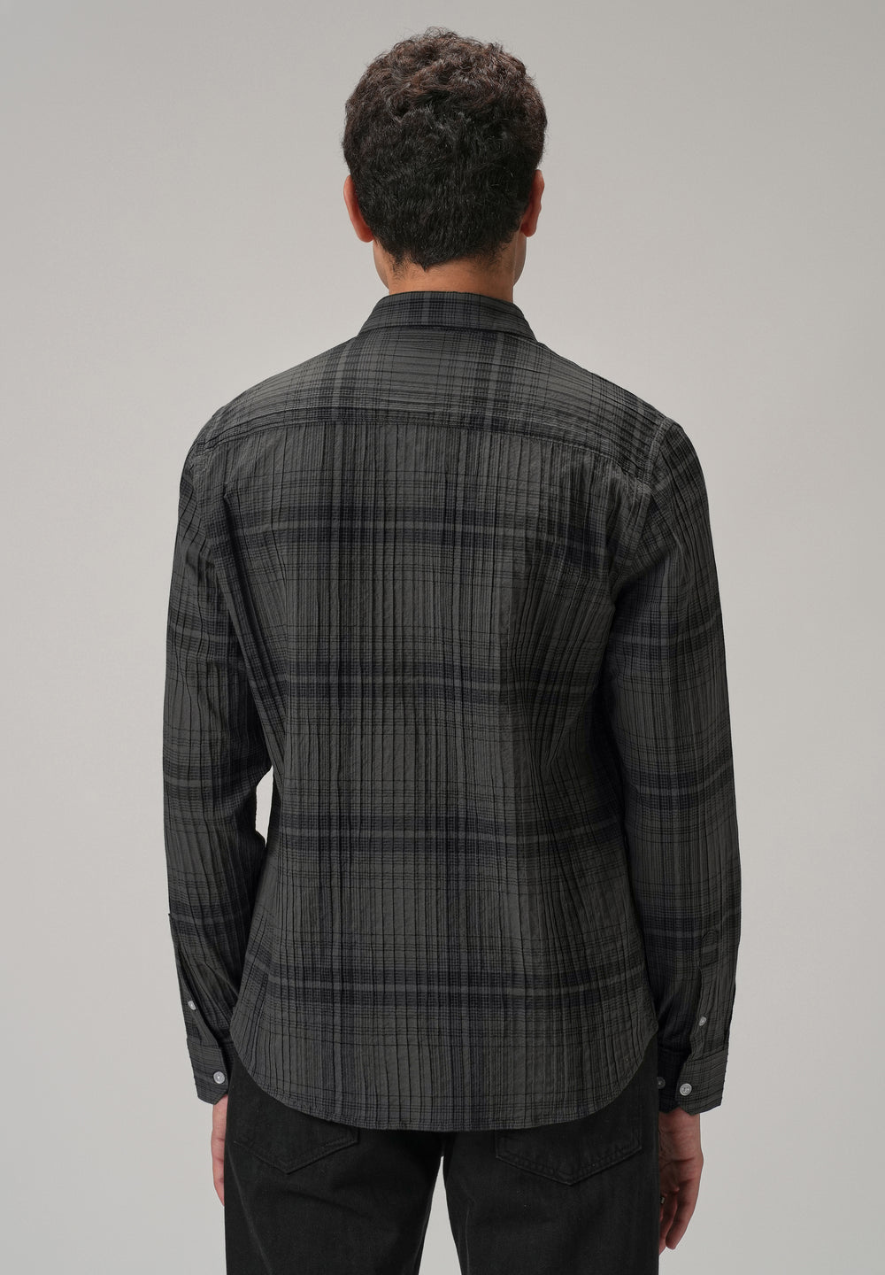 Self Pleat Grey Check Shirt