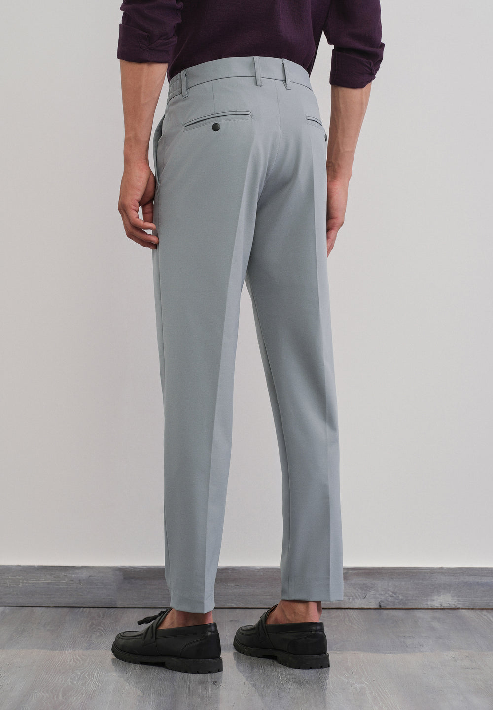 Grey Semi-Elastic Slim Fit Trouser