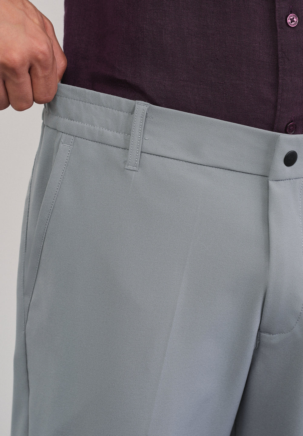 Grey Semi-Elastic Slim Fit Trouser