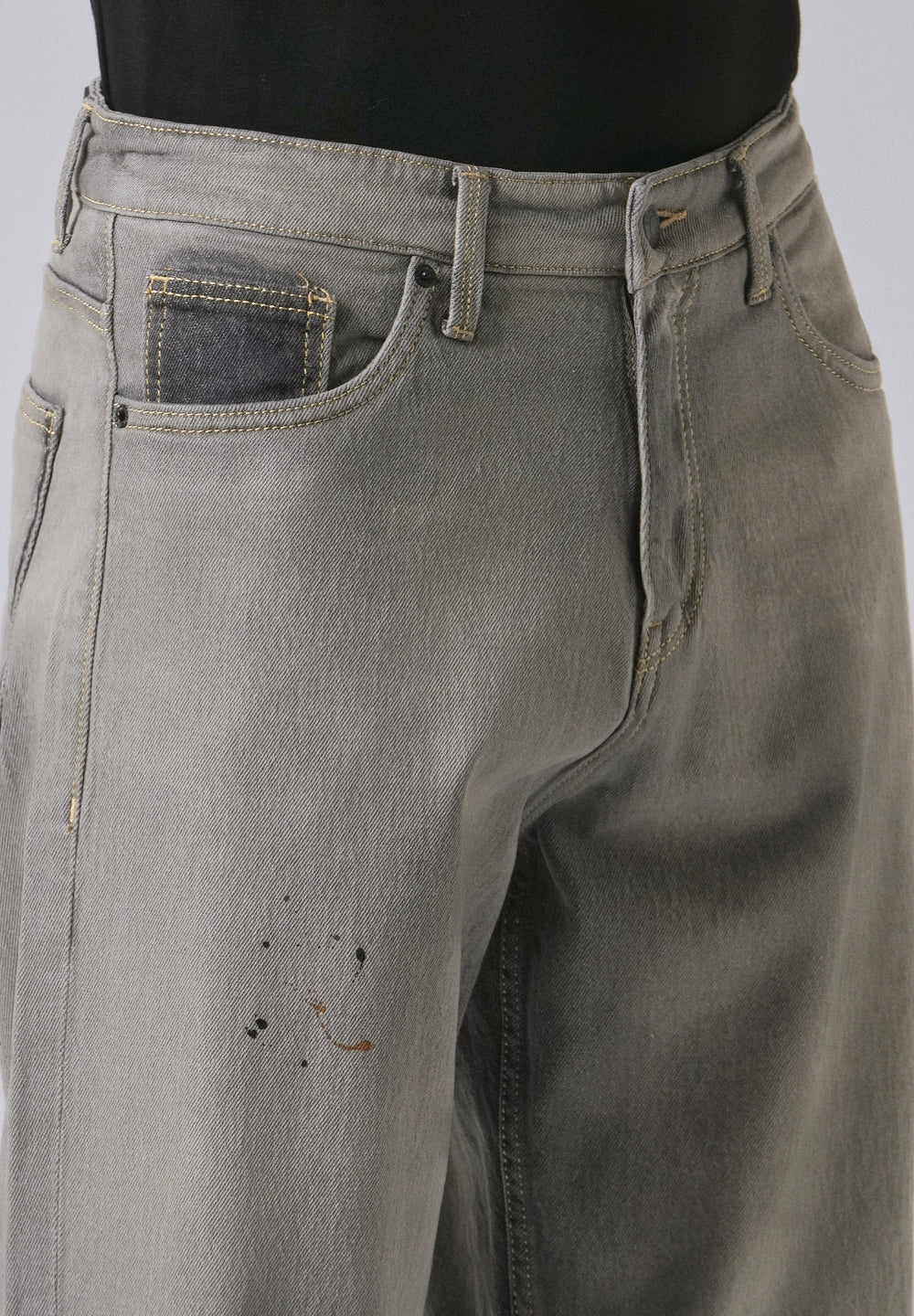Grey Splatter Straight Fit Denim