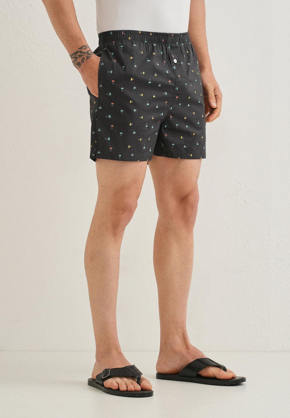 Grey Stamp Printed Boxer