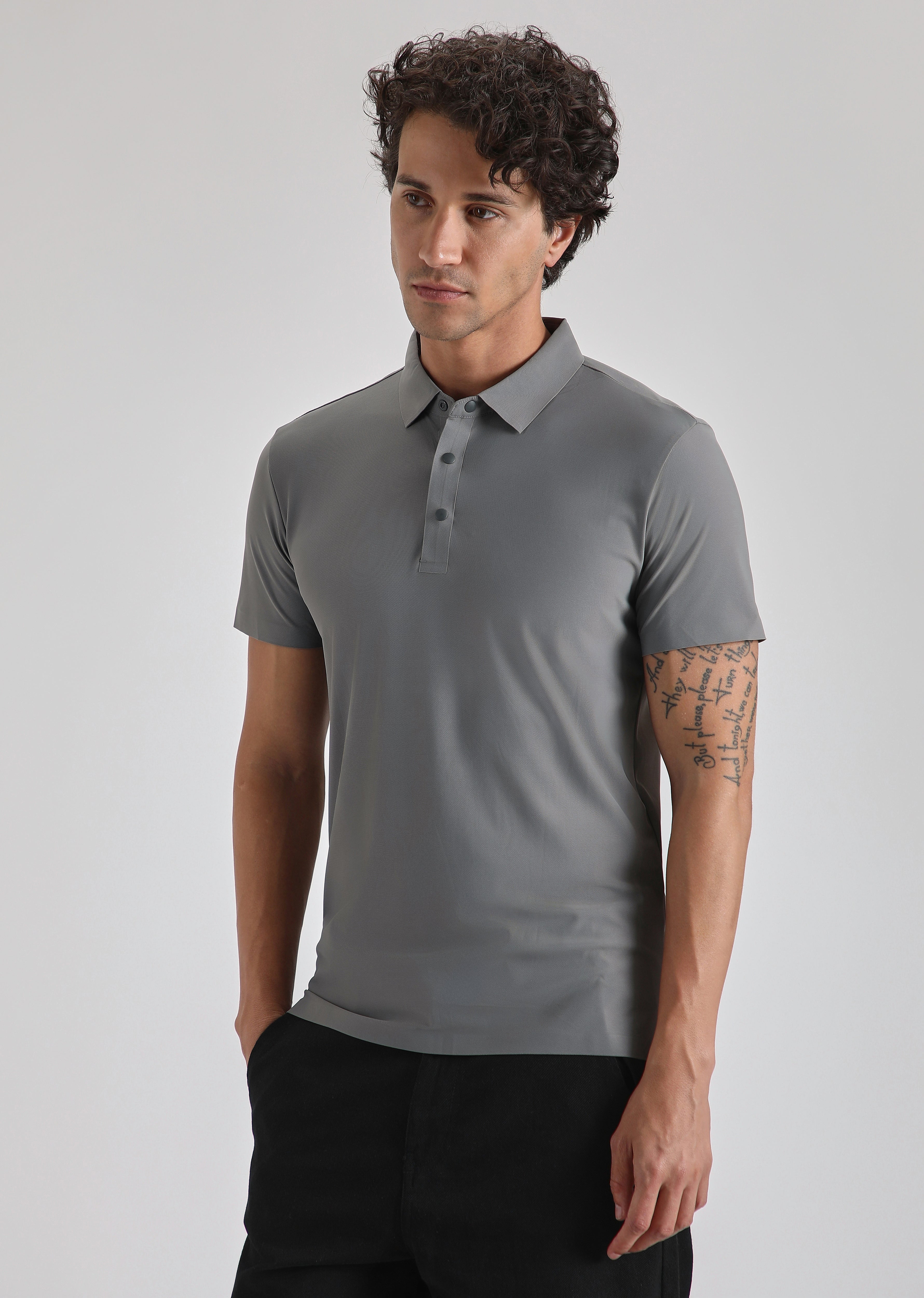 Grey Stitchless Polo T-shirt