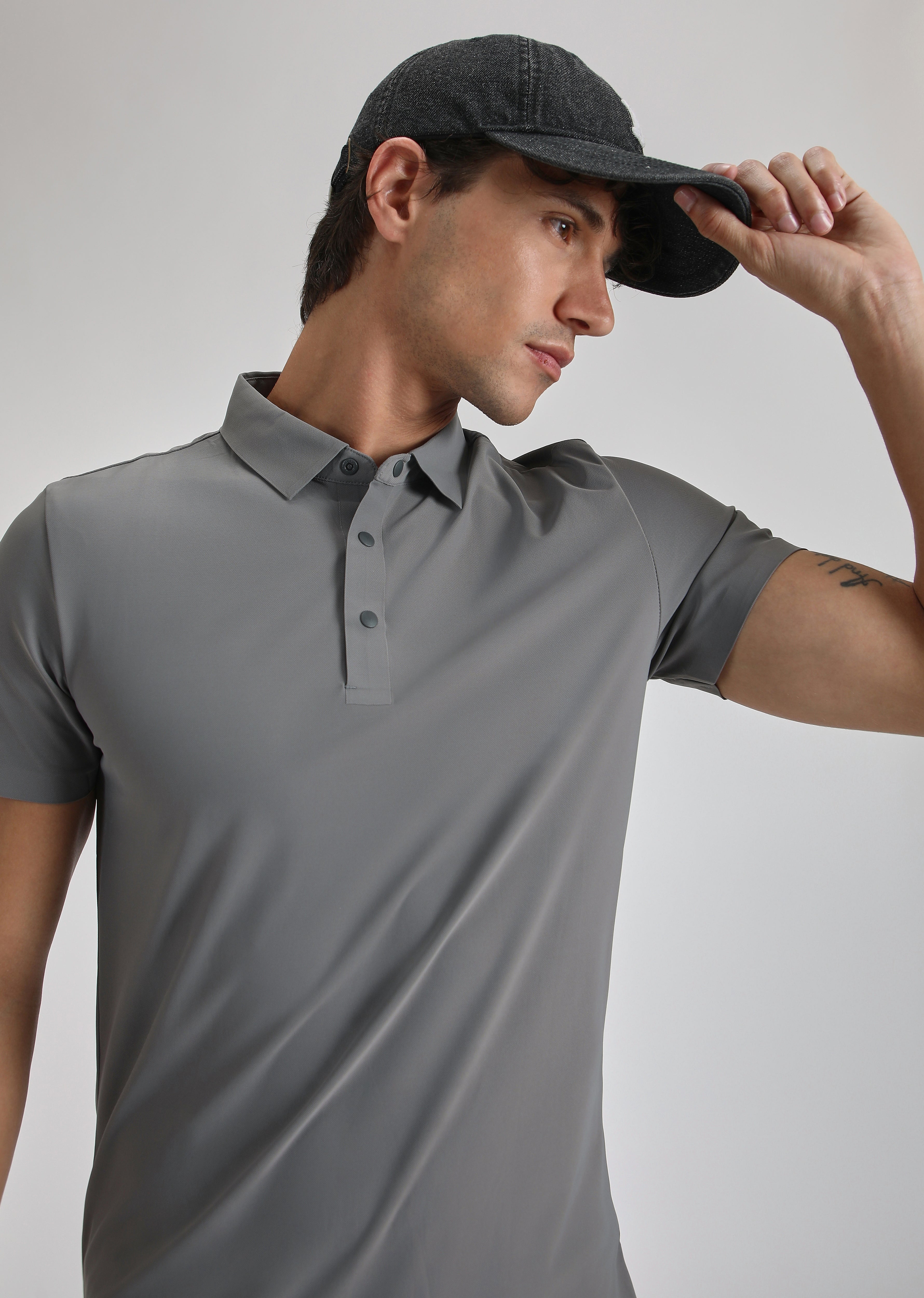 Grey Stitchless Polo T-shirt