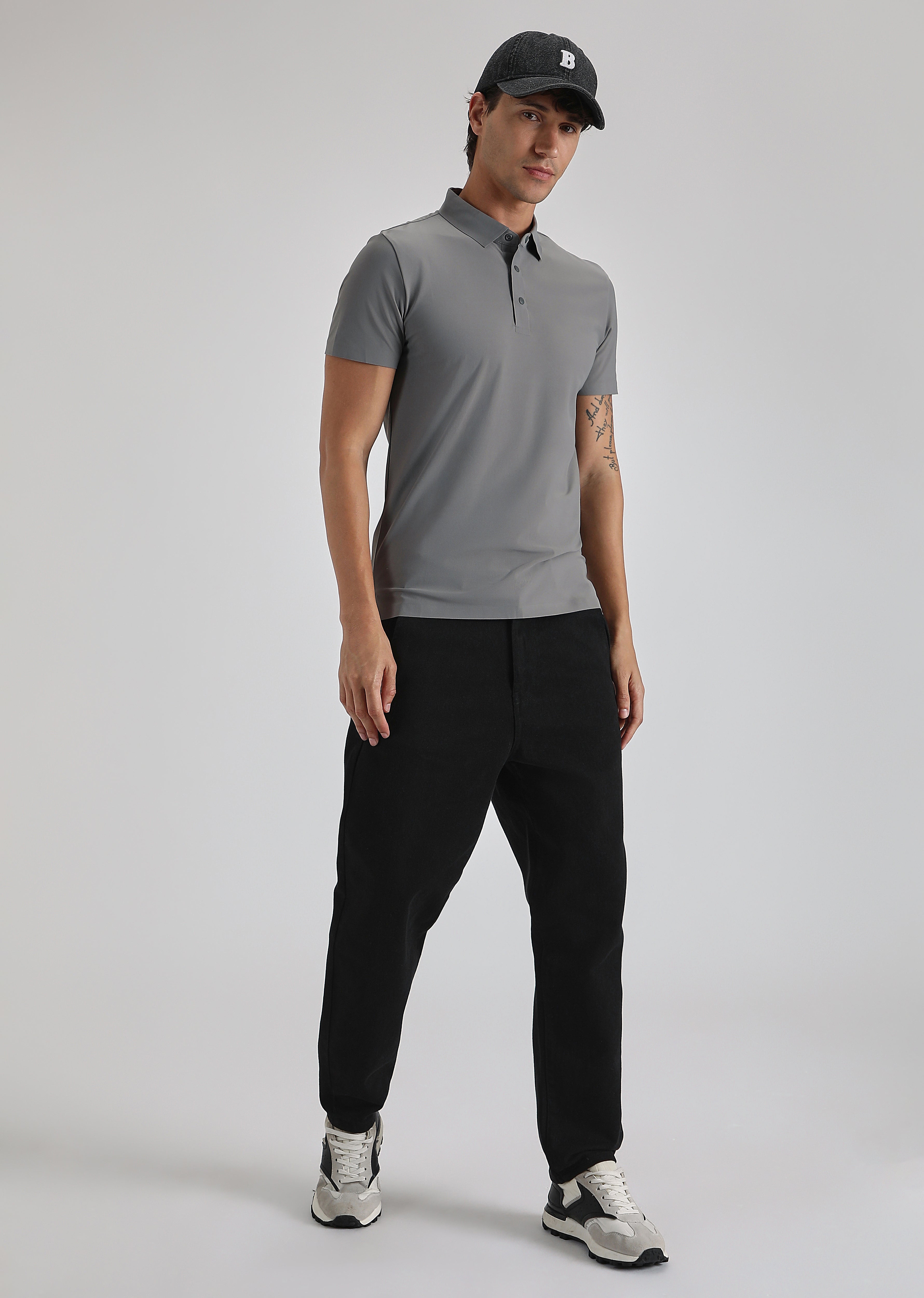 Grey Stitchless Polo T-shirt