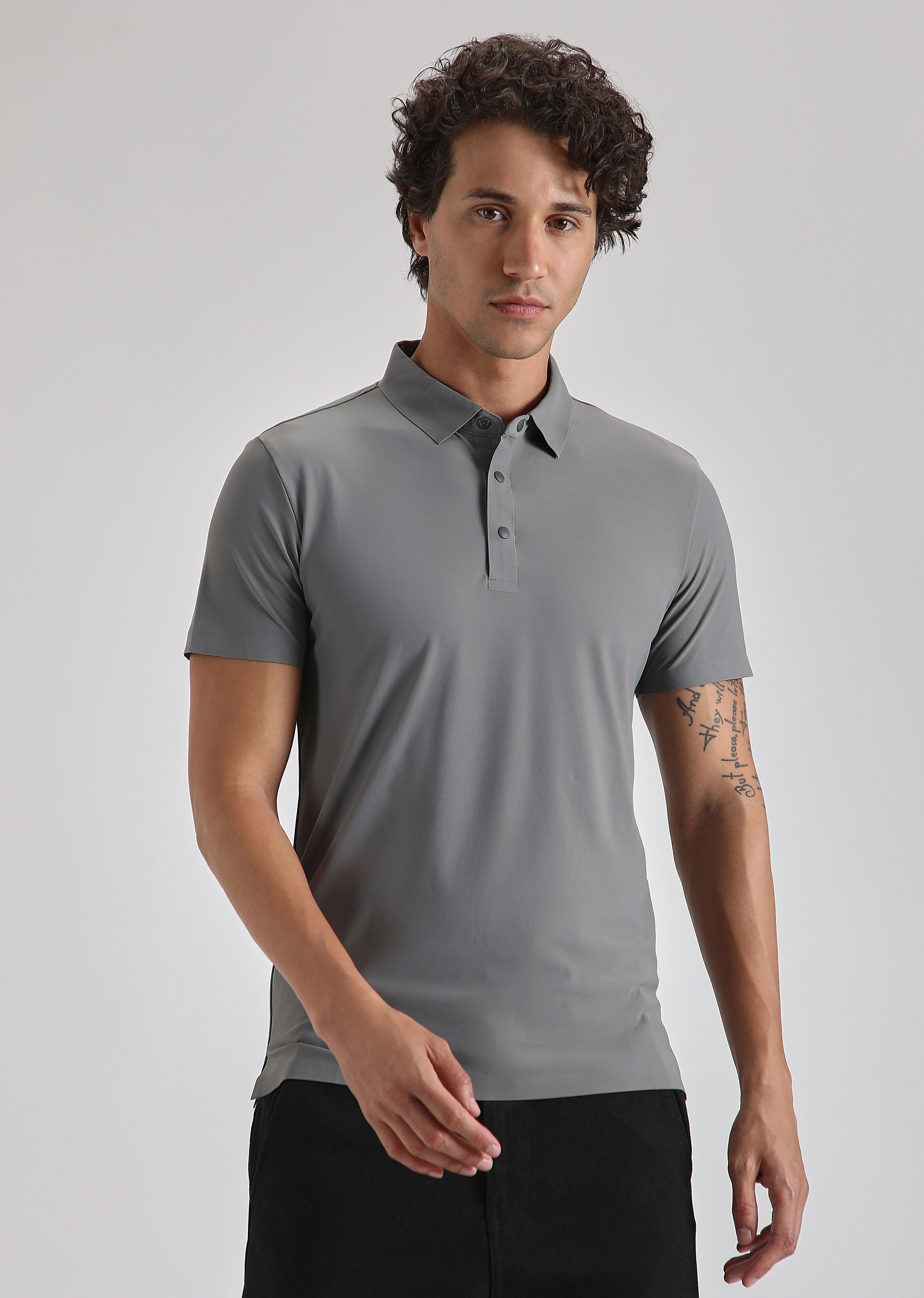 Grey Stitchless Polo T-shirt