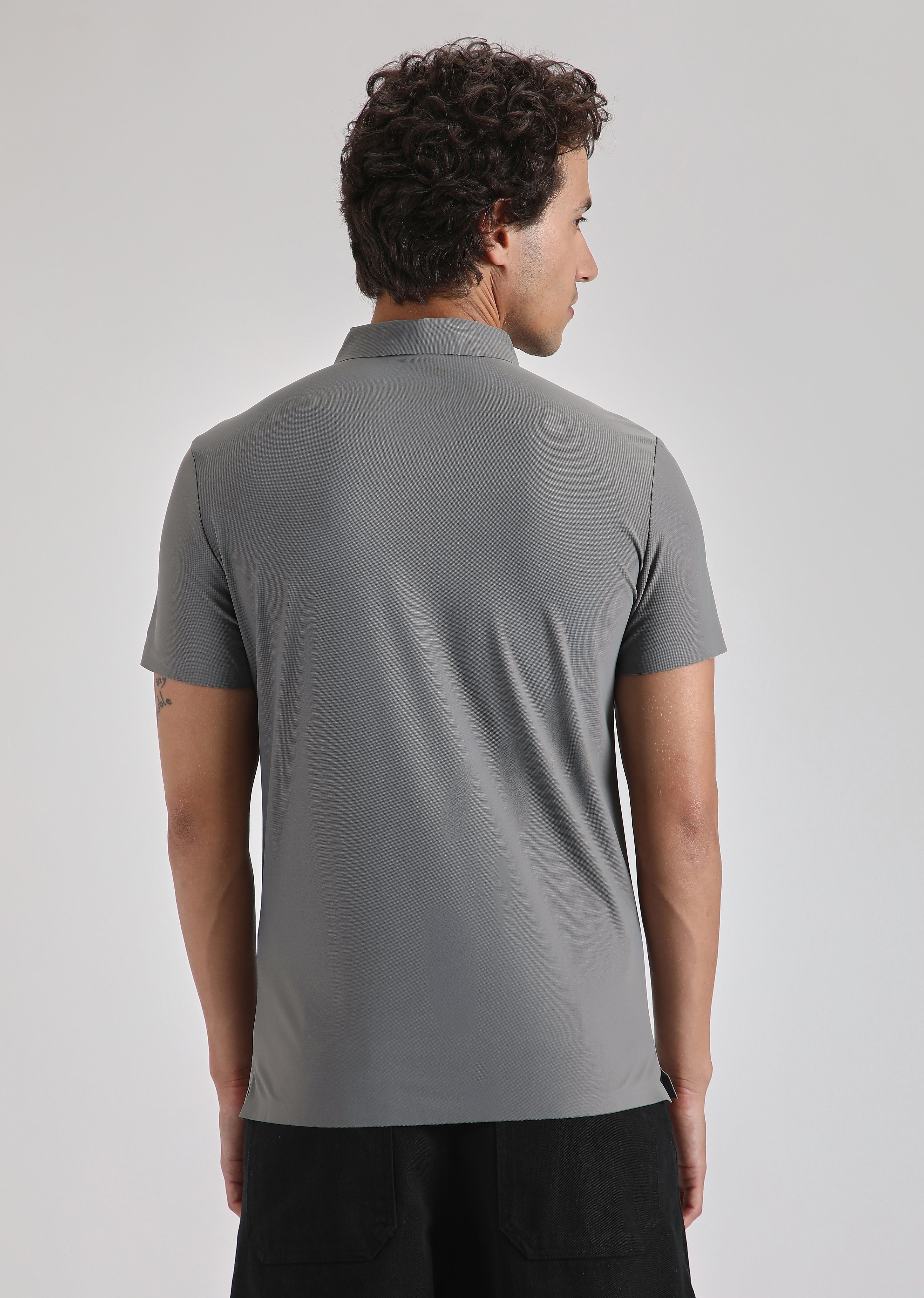 Grey Stitchless Polo T-shirt