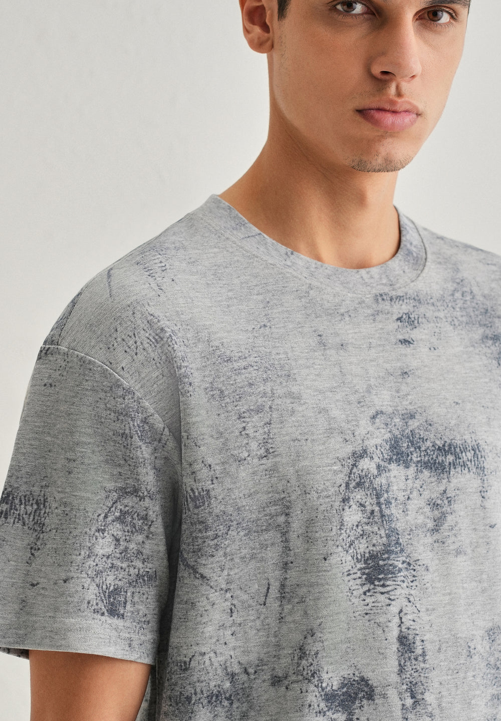 Grey Stone Wash Textured Oversized T-shirt