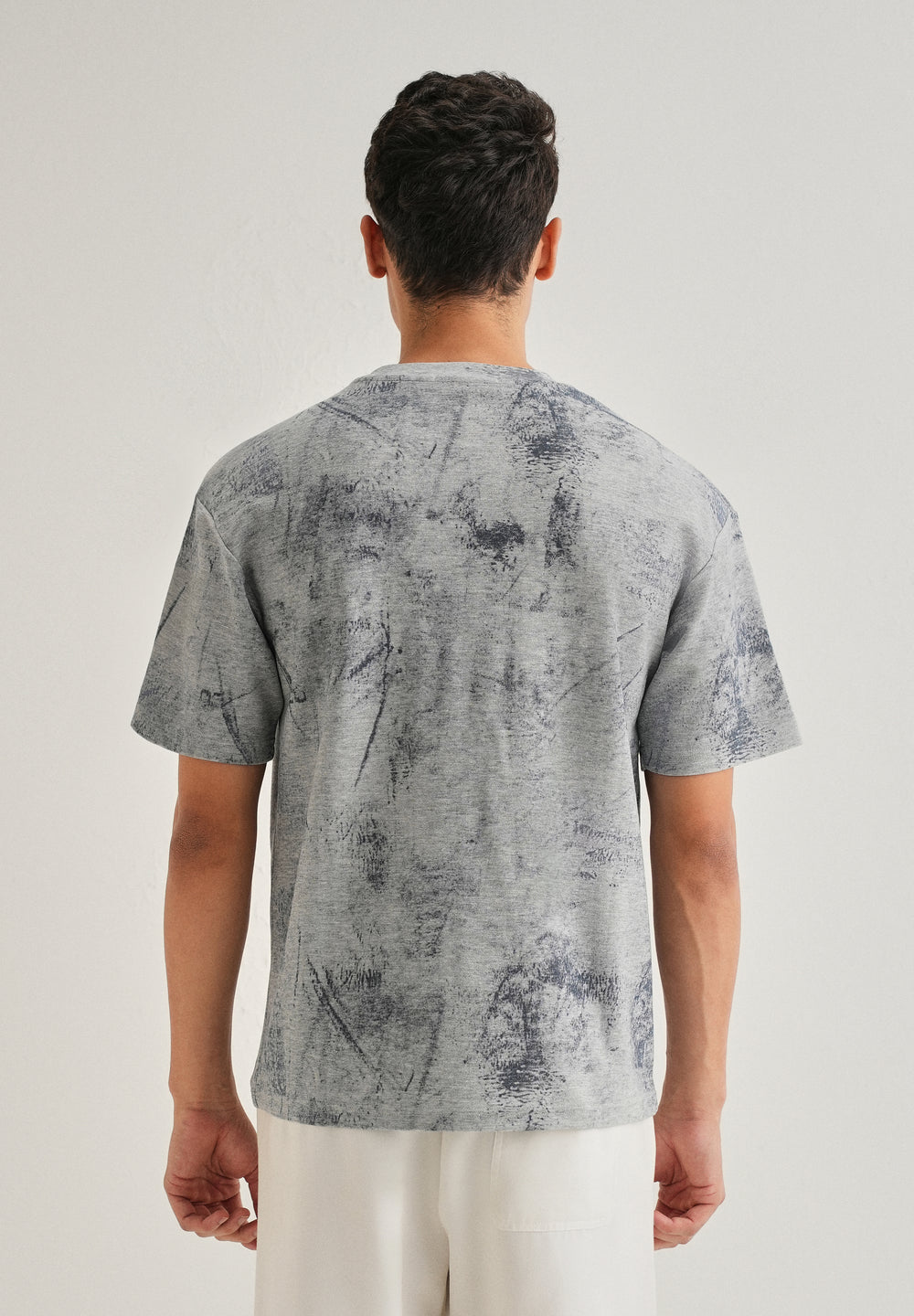 Grey Stone Wash Textured Oversized T-shirt