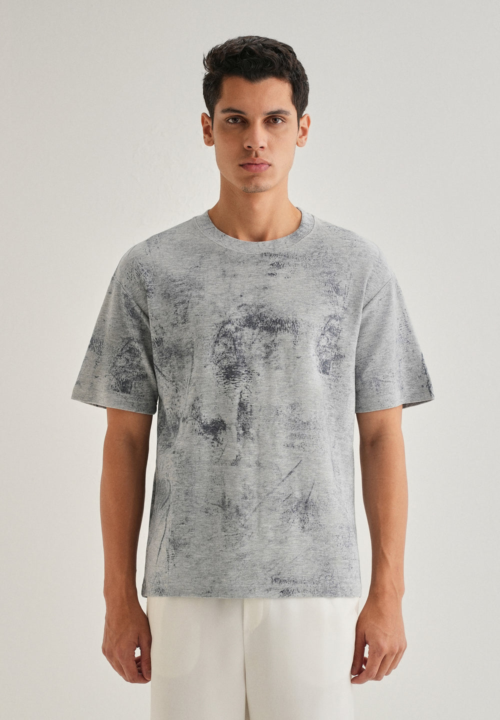 Grey Stone Wash Textured Oversized T-shirt