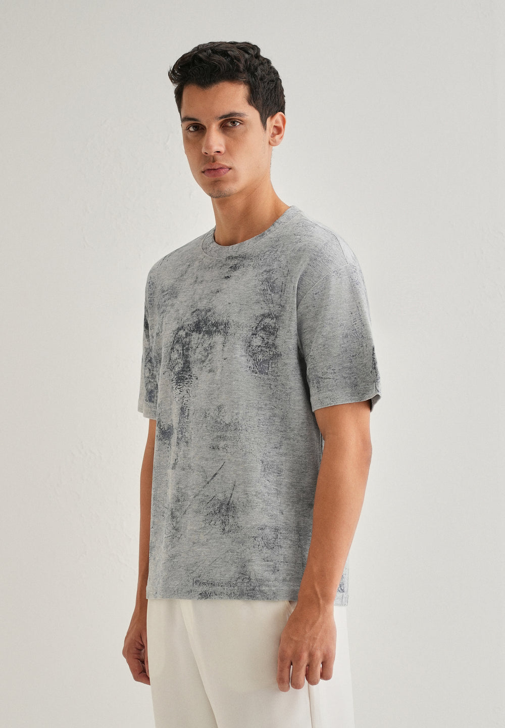 Grey Stone Wash Textured Oversized T-shirt