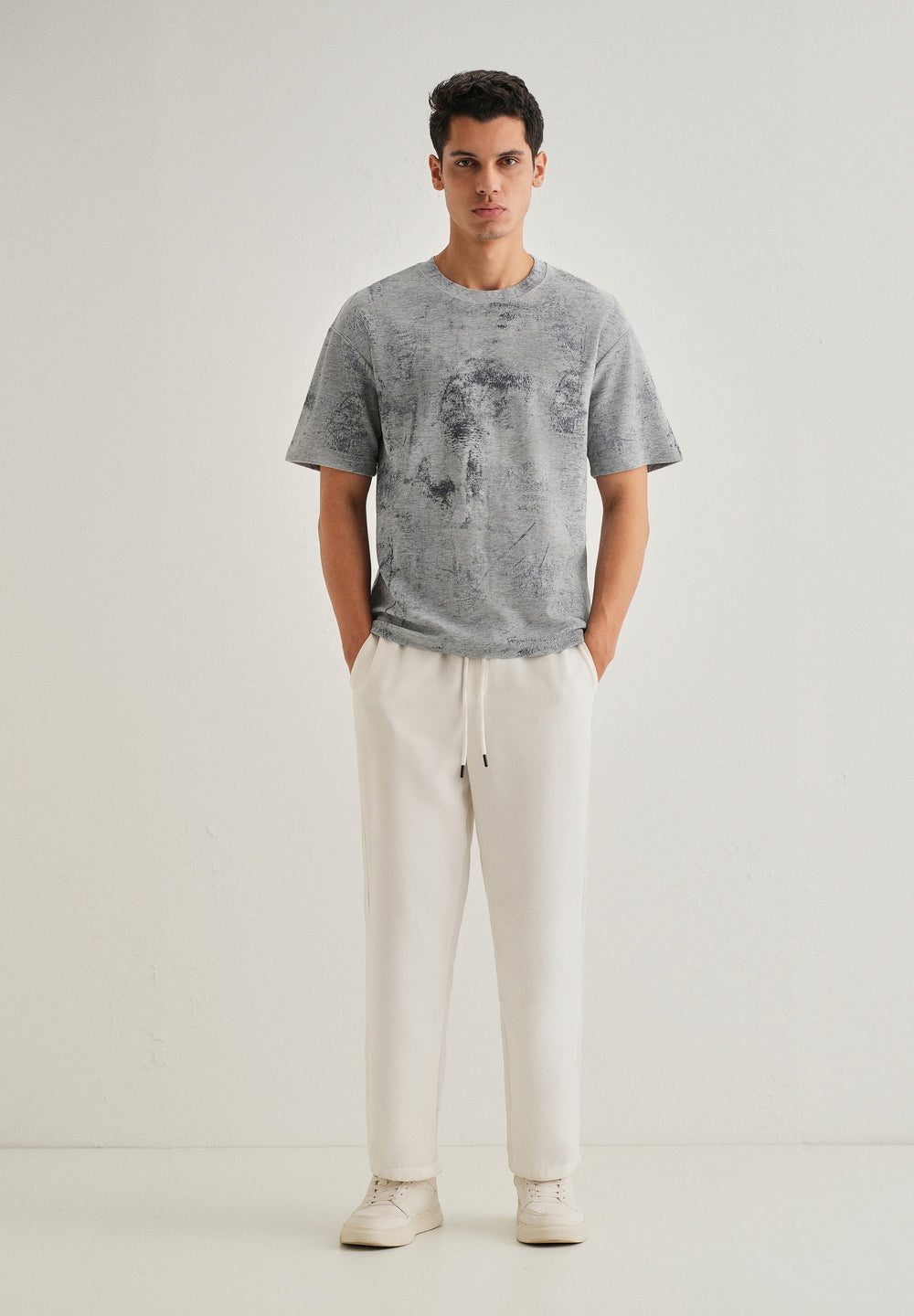 Grey Stone Wash Textured Oversized T-shirt