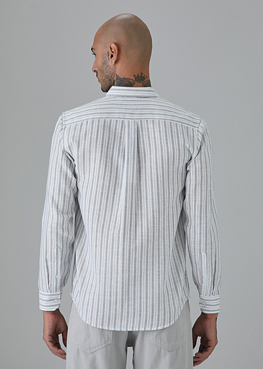 Grey Stripe Linen Shirt