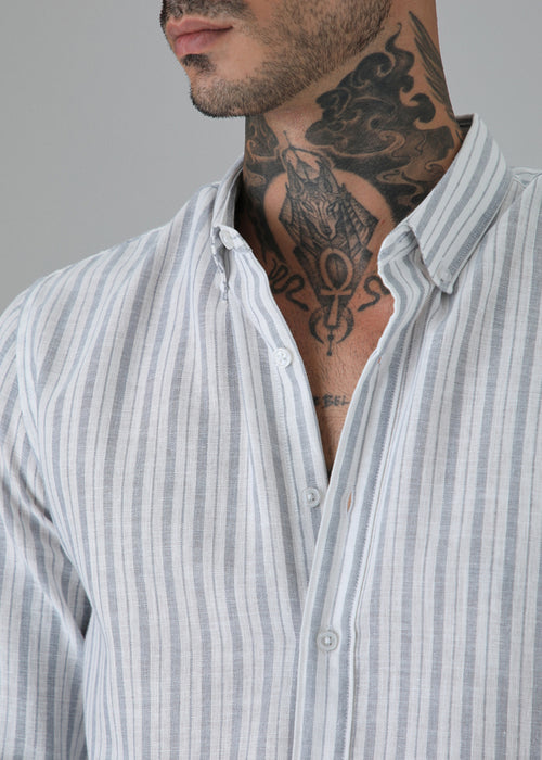 Grey Stripe Linen Shirt