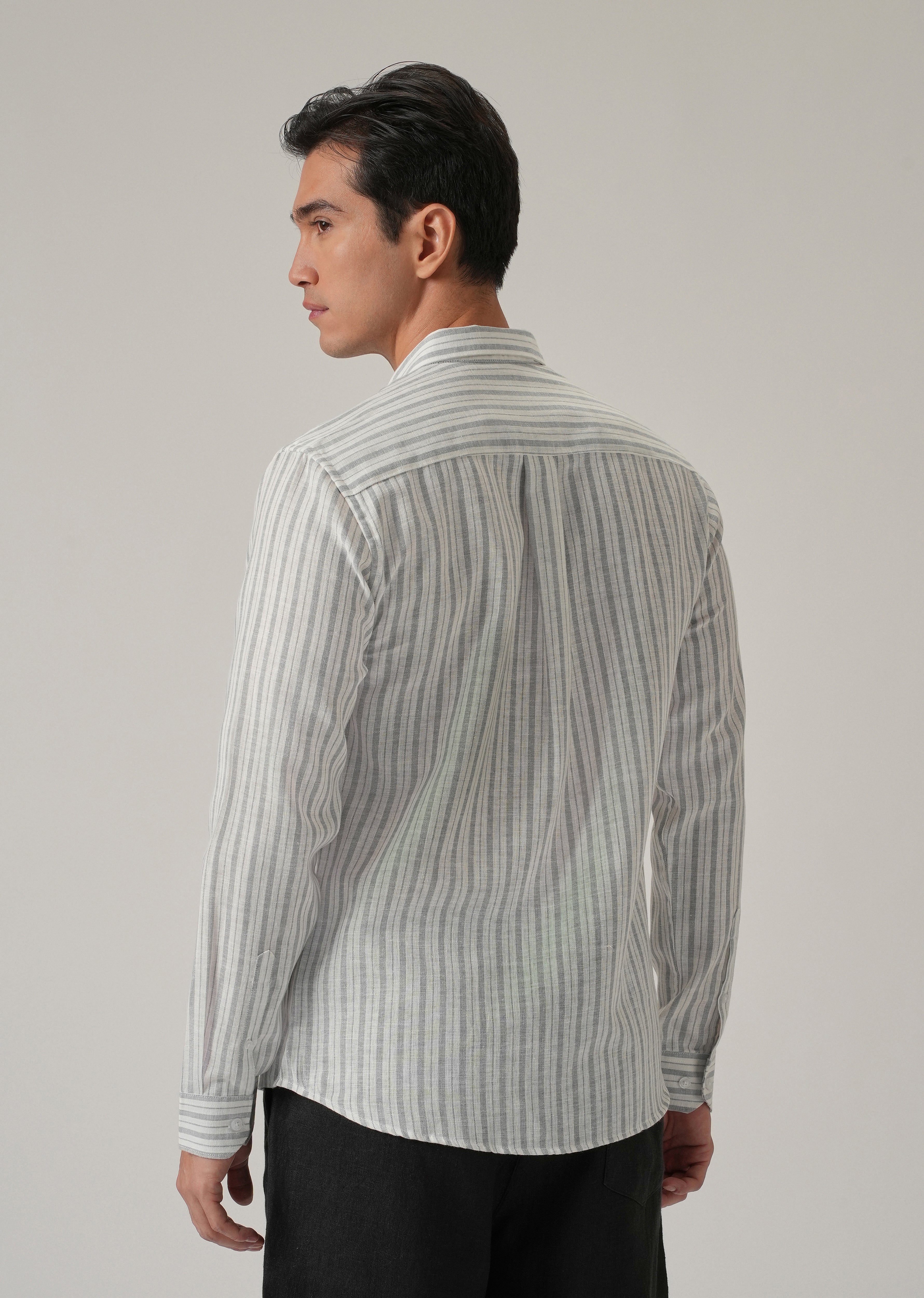 Grey Stripe Linen Shirt