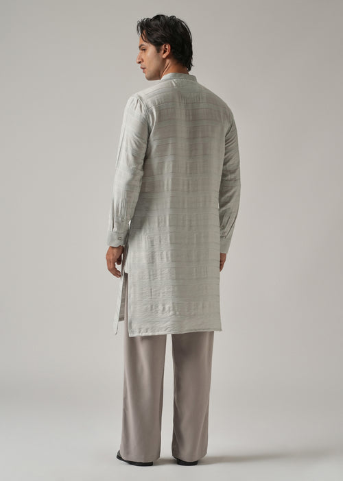 Light Grey Nylon Subtle Stripe Kurta