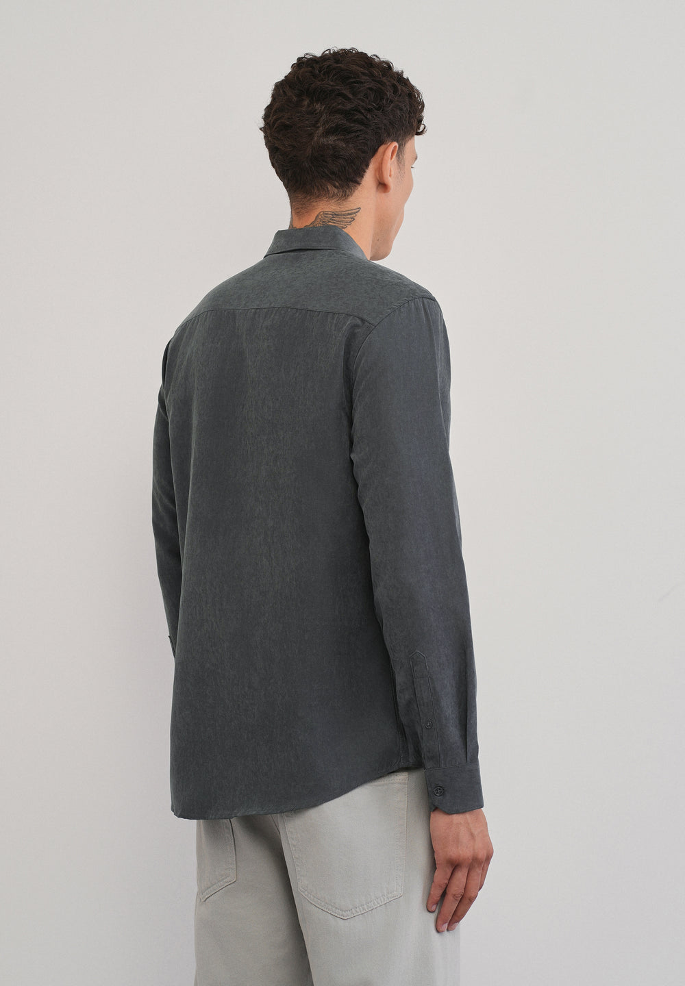 Grey Suede Plain Shirt