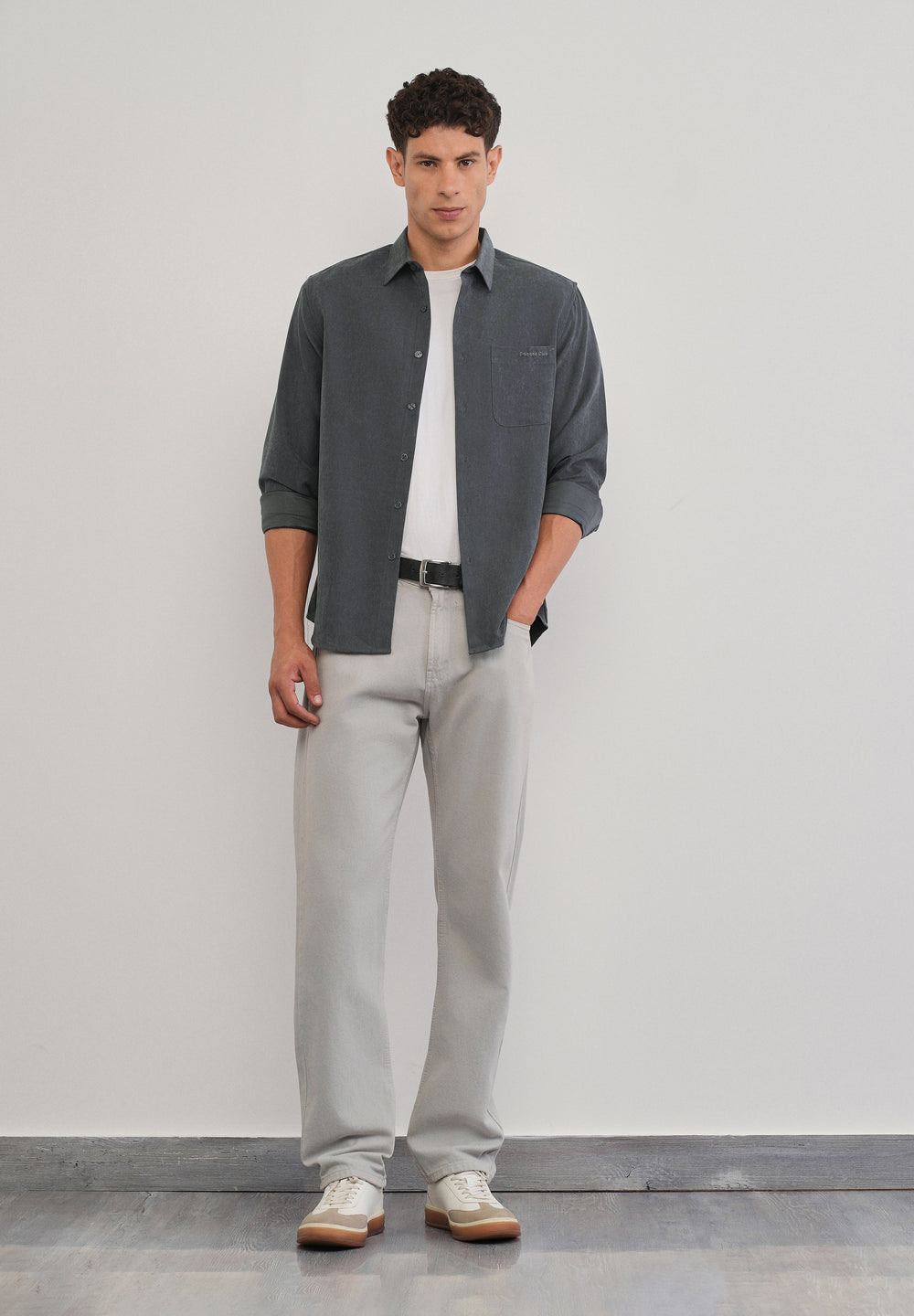 Grey Suede Plain Shirt