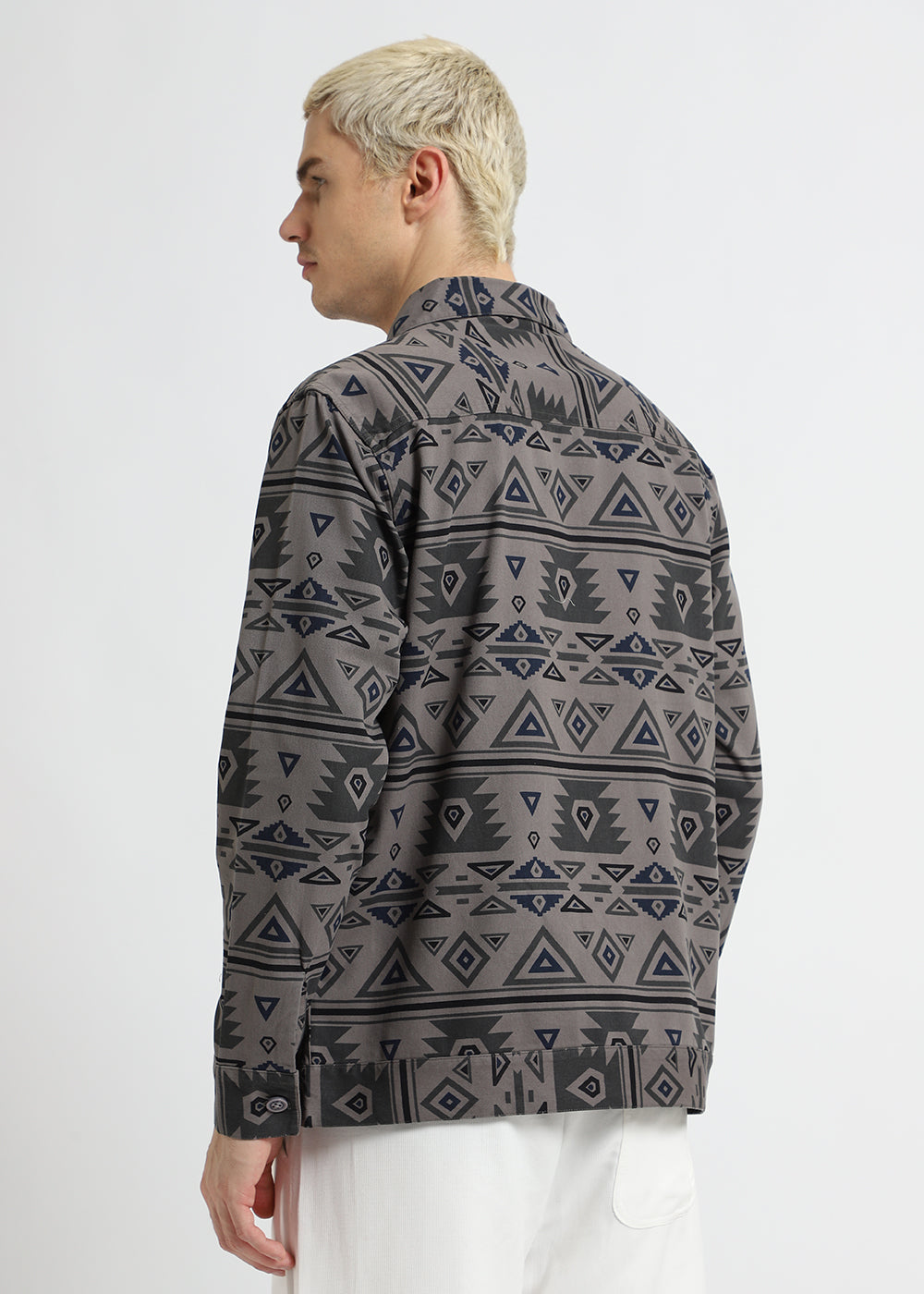 Geometric Cement Grey Summer Jacket