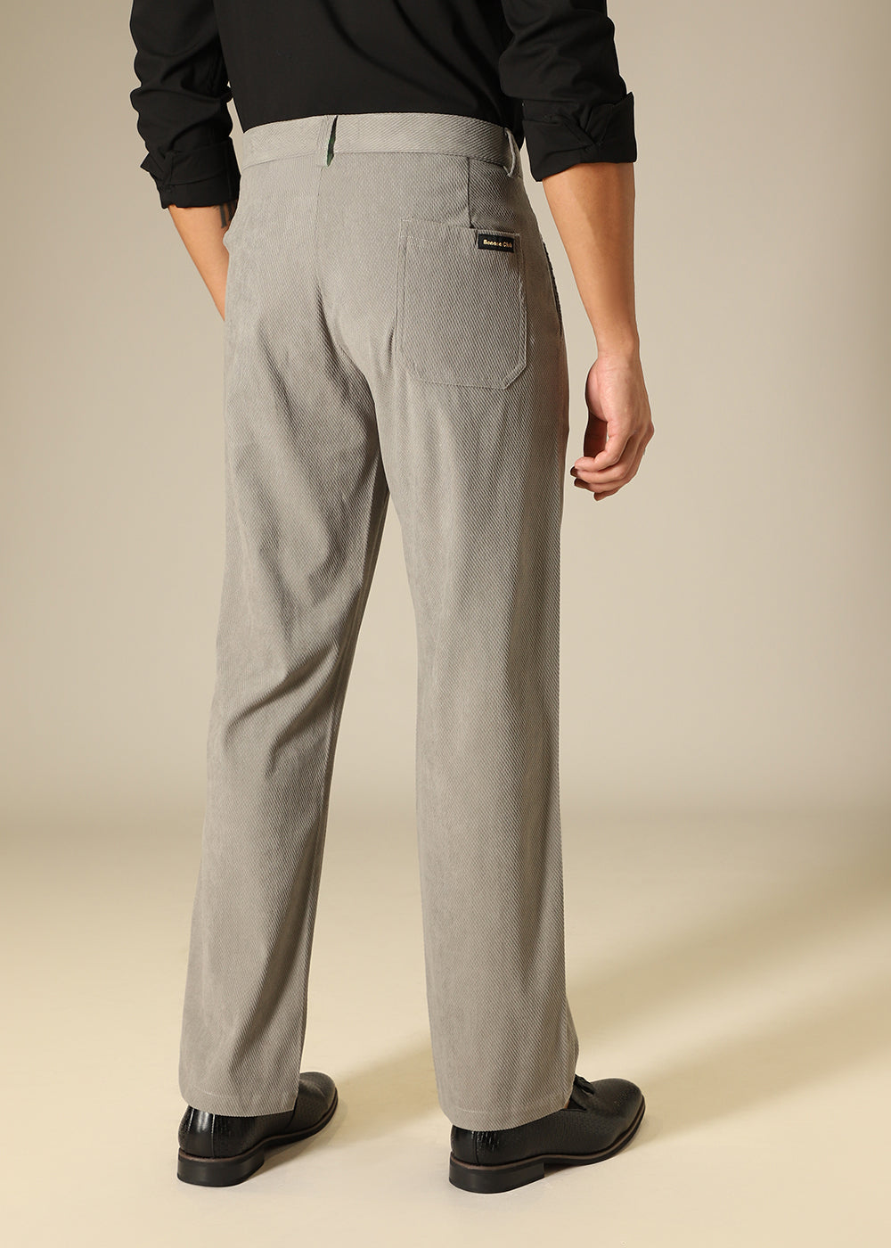 Grey Textured Corduroy Pant