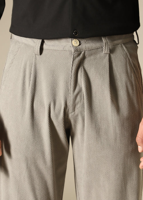 Grey Textured Corduroy Pant