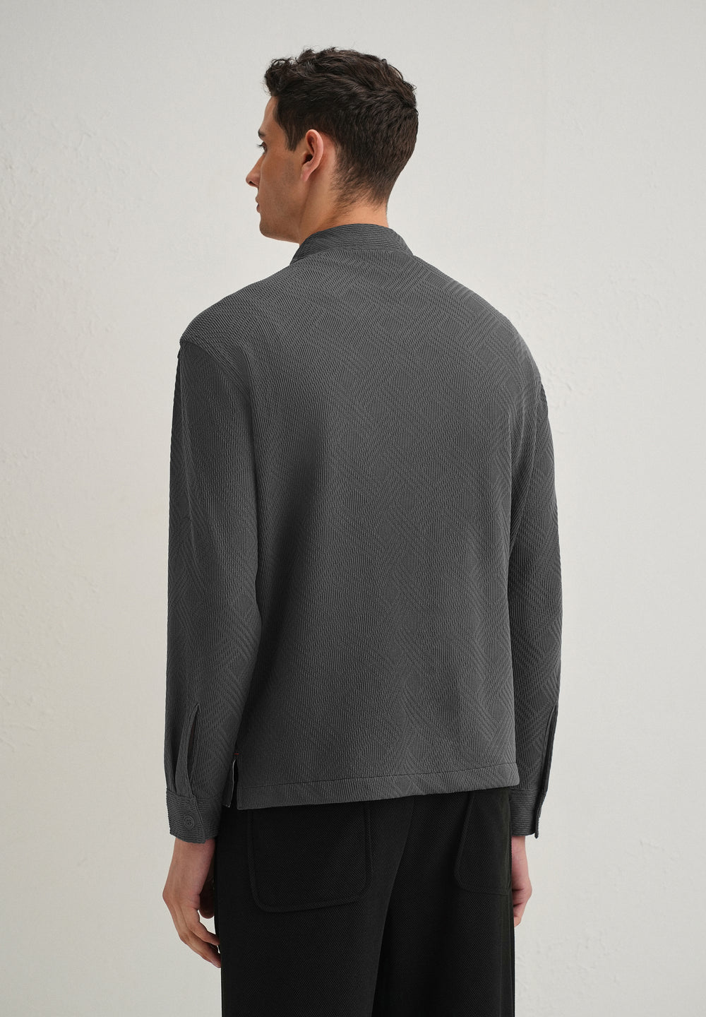 Grey Textured Knit Shacket