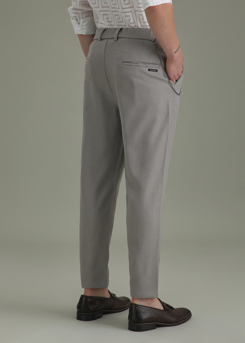 Grey Textured Korean Pant