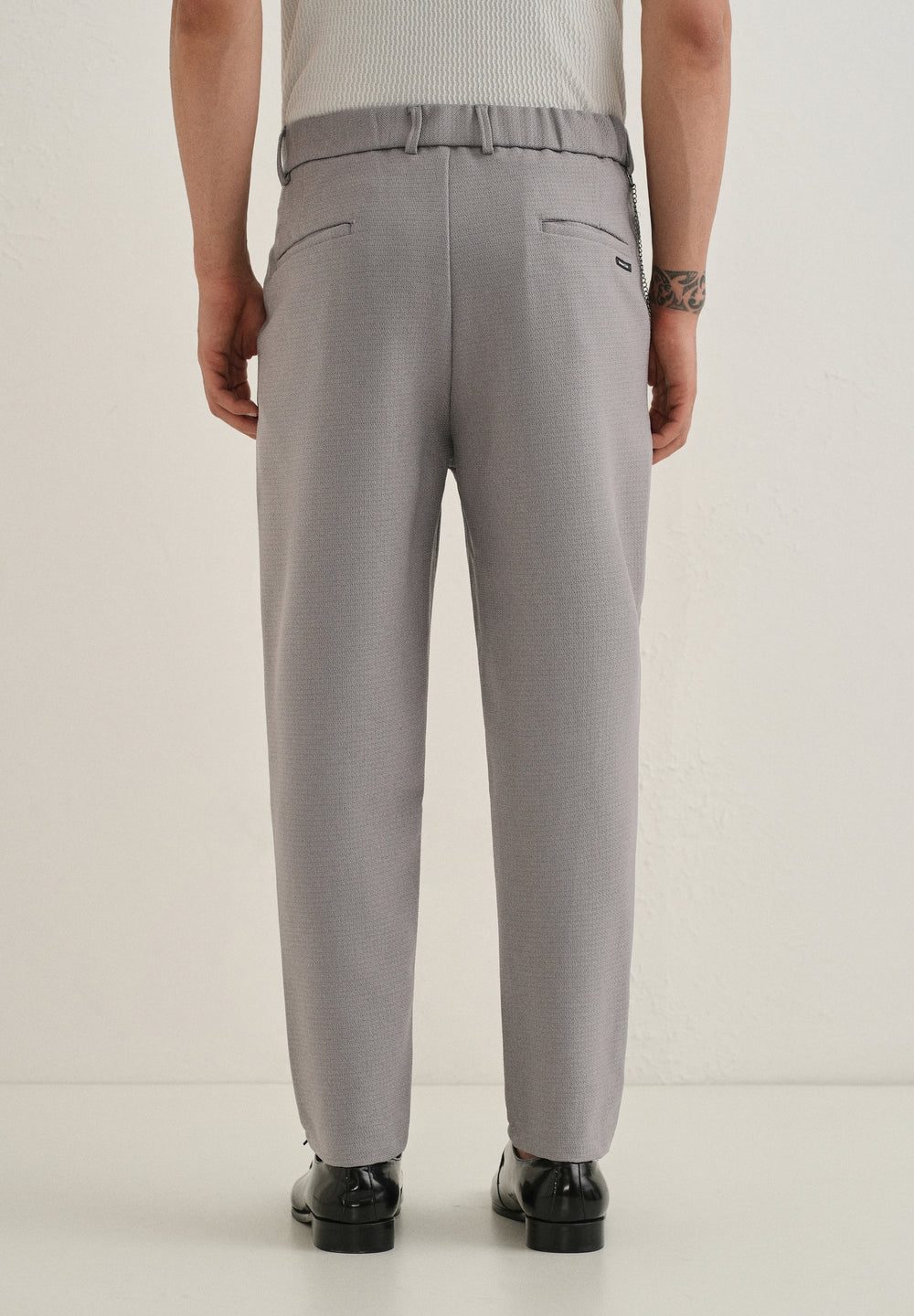 Grey Textured Korean Pant