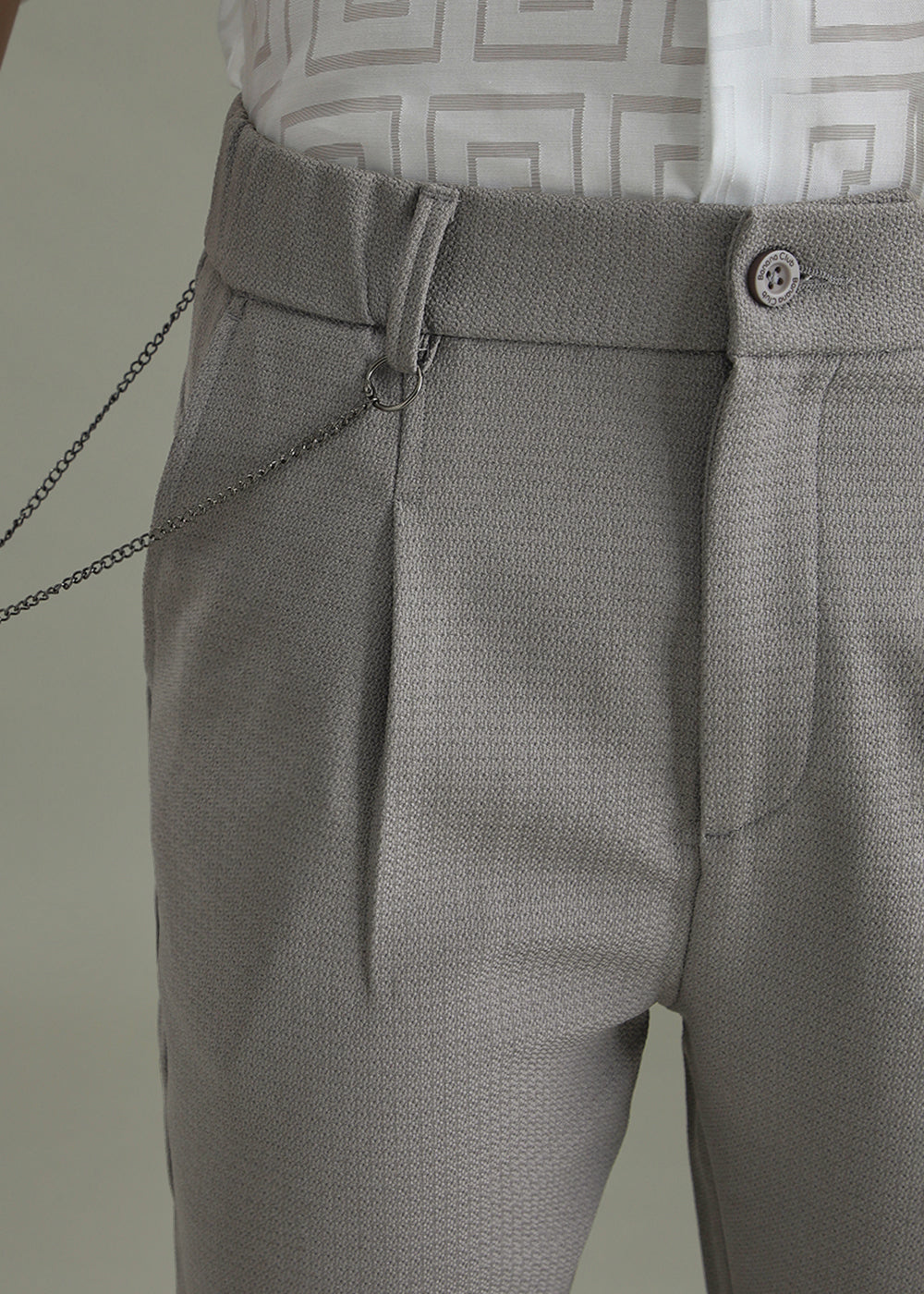 Grey Textured Korean Pant