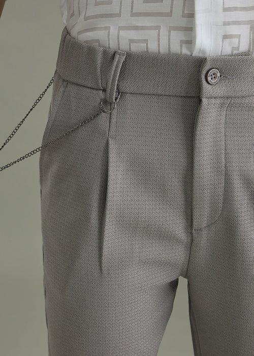 Grey Textured Korean Pant