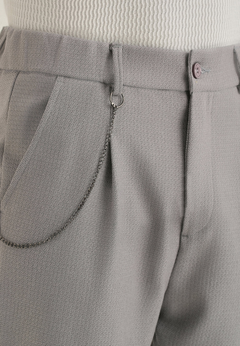 Grey Textured Korean Pant