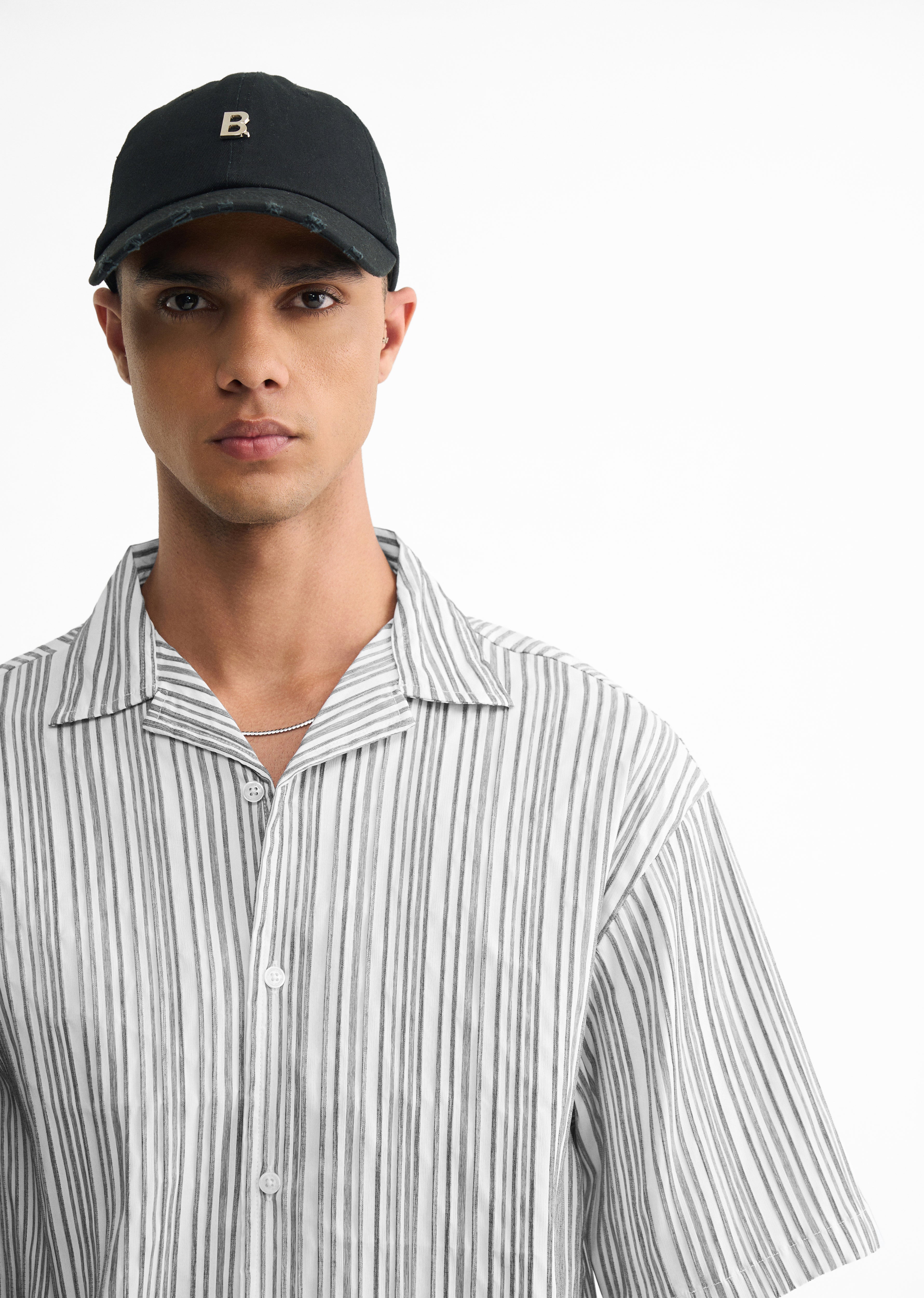 Grey Textured Stripe Shirt