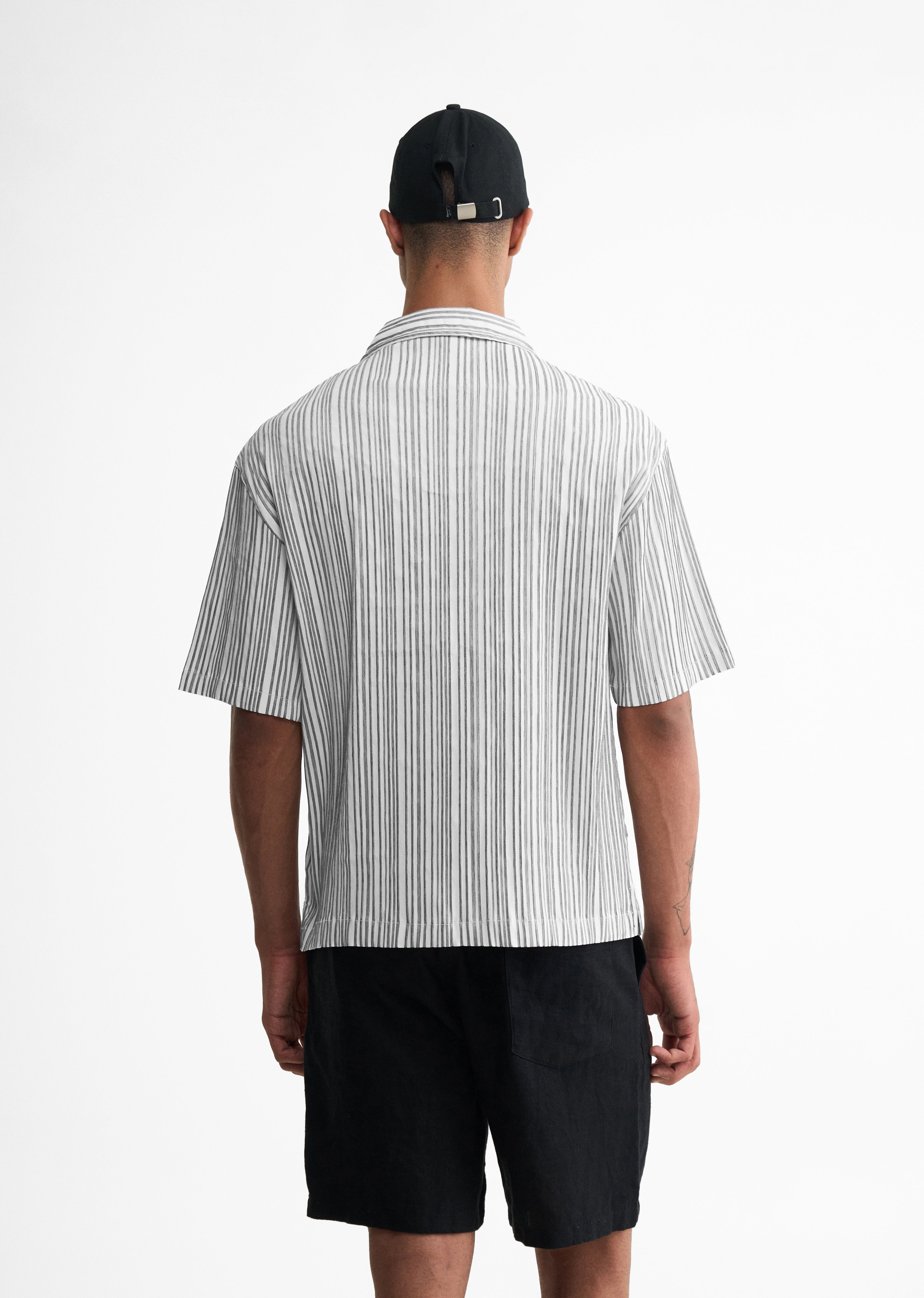 Grey Textured Stripe Shirt