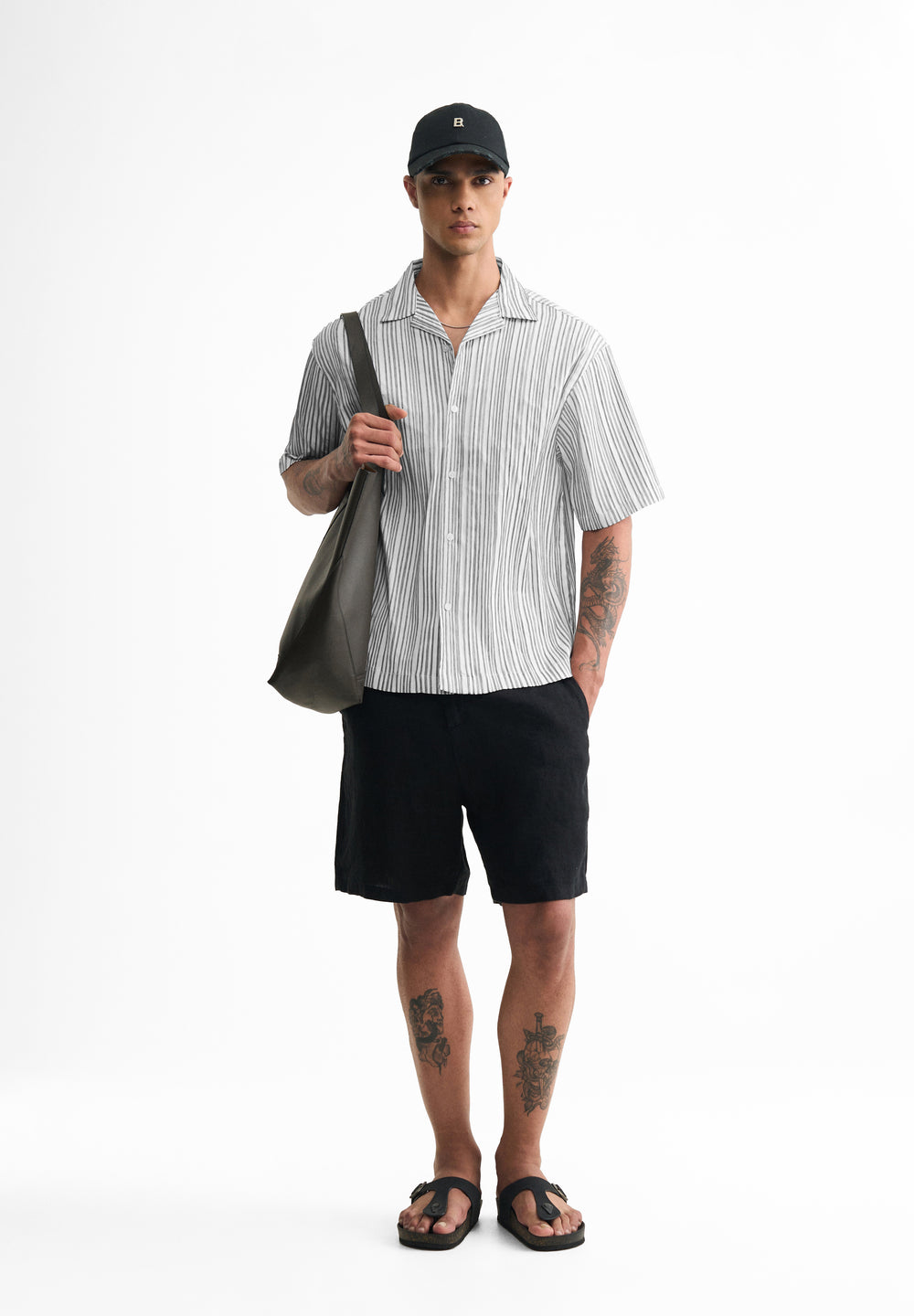 Grey Textured Stripe Shirt