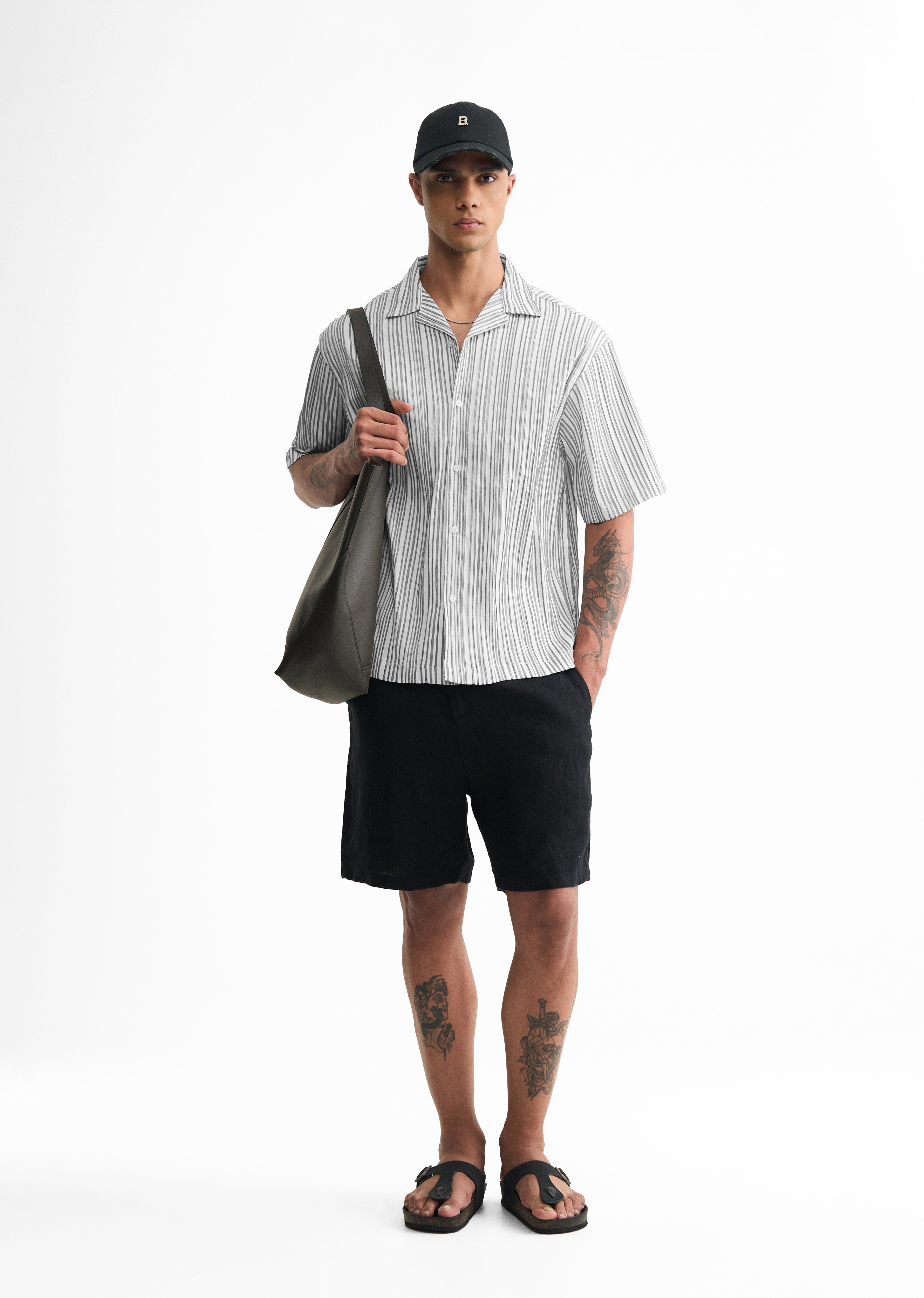 Grey Textured Stripe Shirt