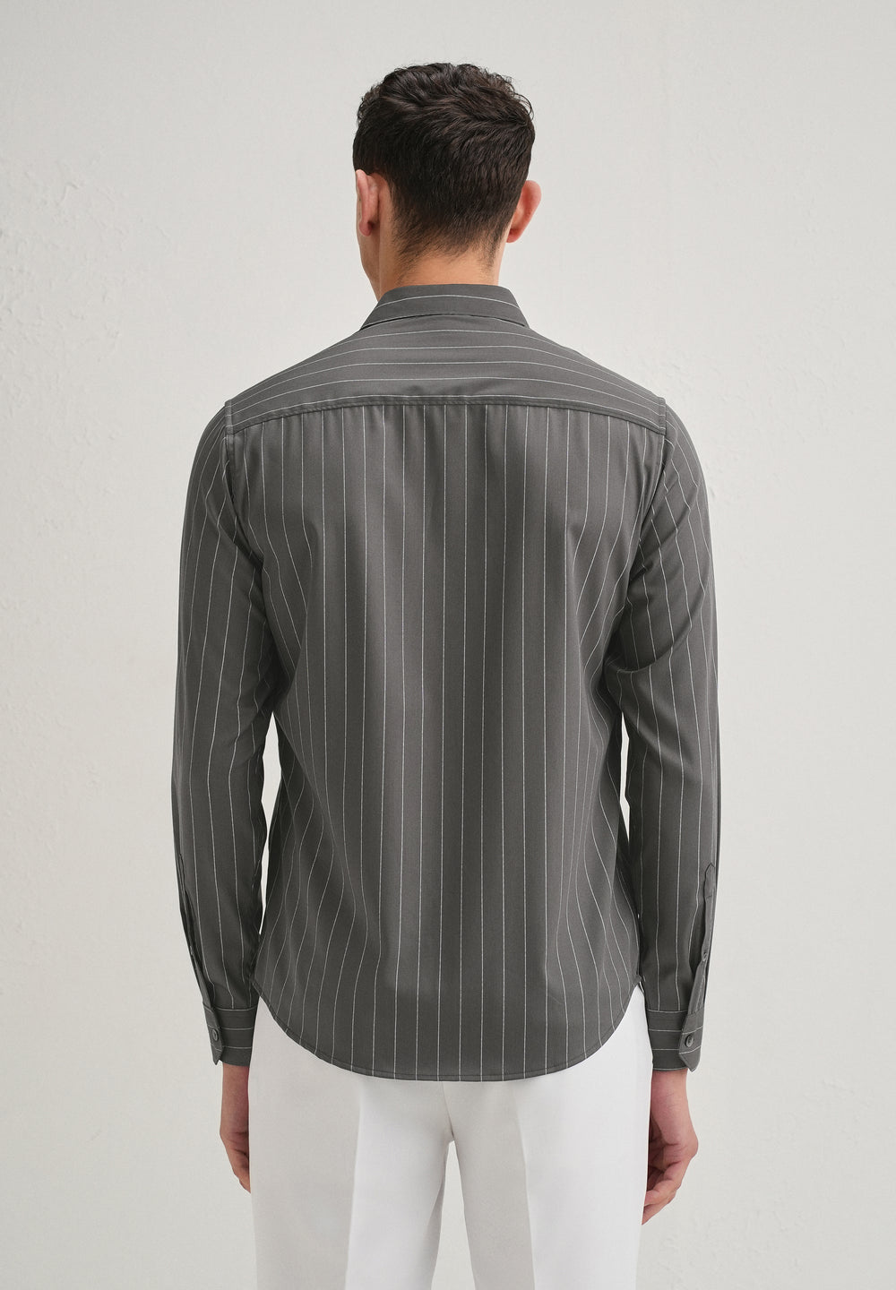 Grey Vertical Stripe Shirt