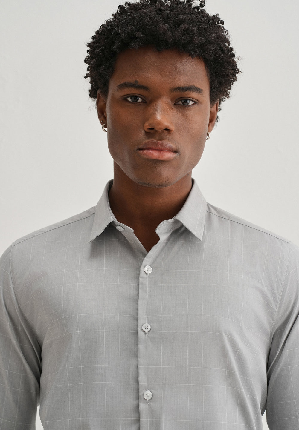 Grey Windowpane Check Shirt