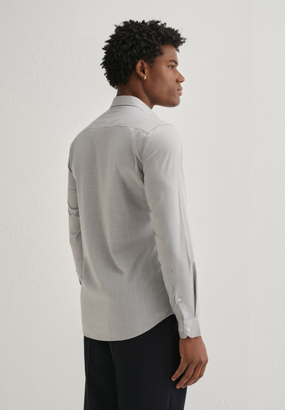 Grey Windowpane Check Shirt