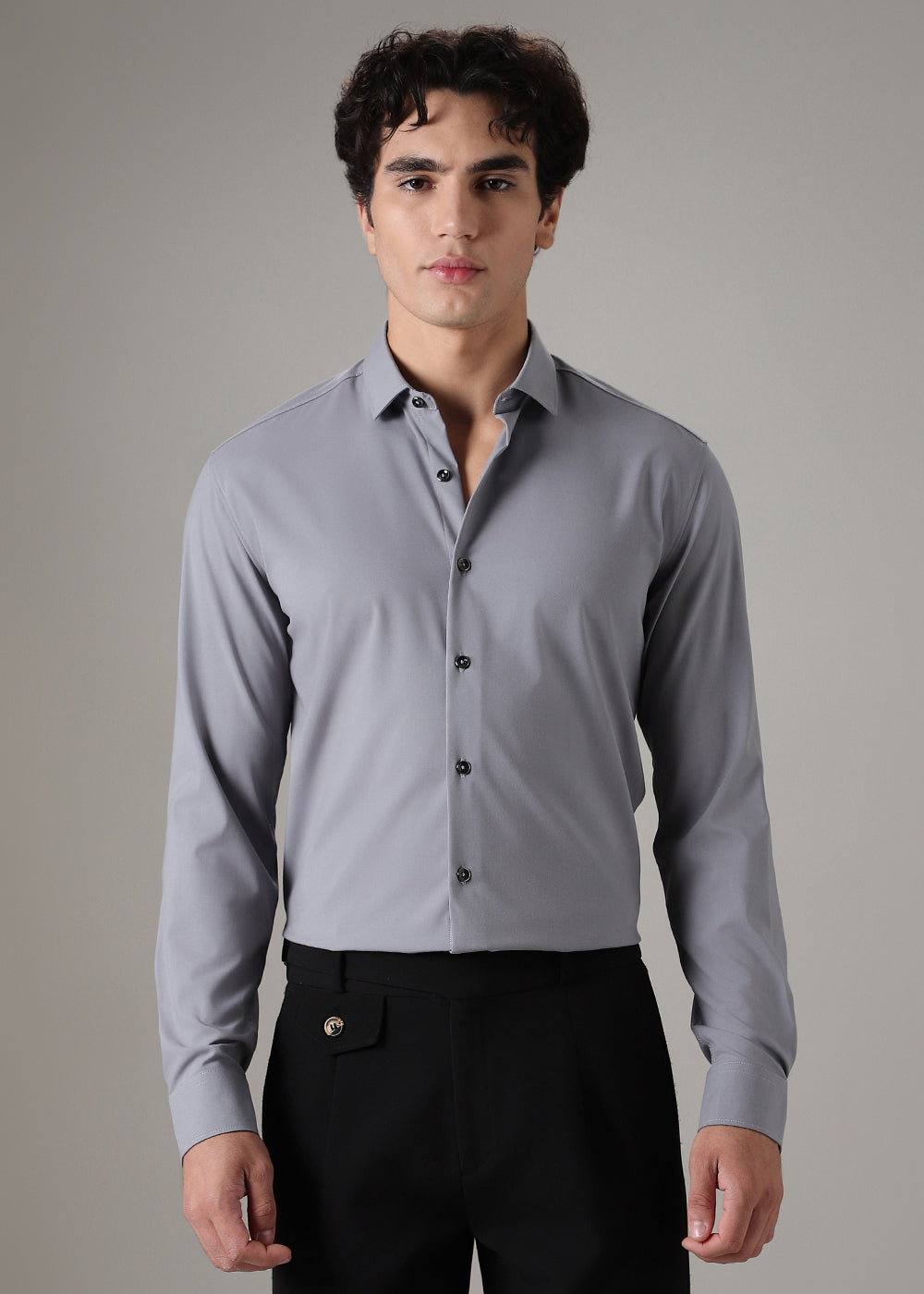 Grey Wrinkle Free Shirt