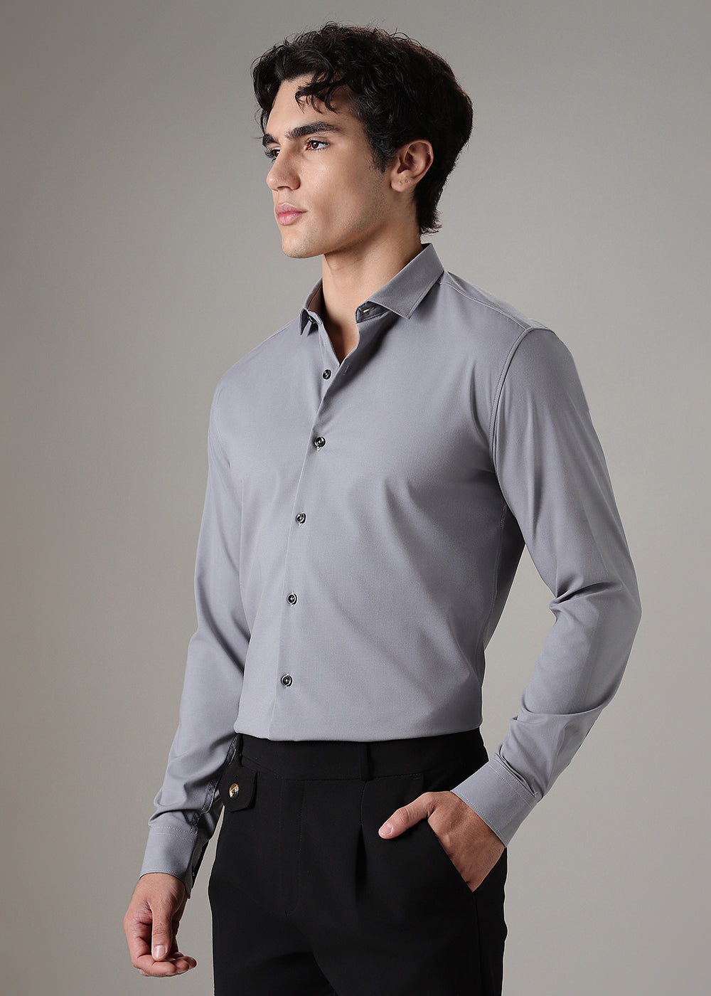 Grey Wrinkle Free Shirt