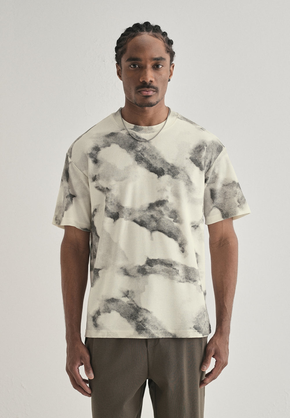 Grey Cloud Wash Textured Oversized T-shirt