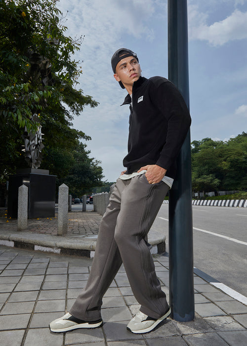 Grey Drawstring Korean Pant