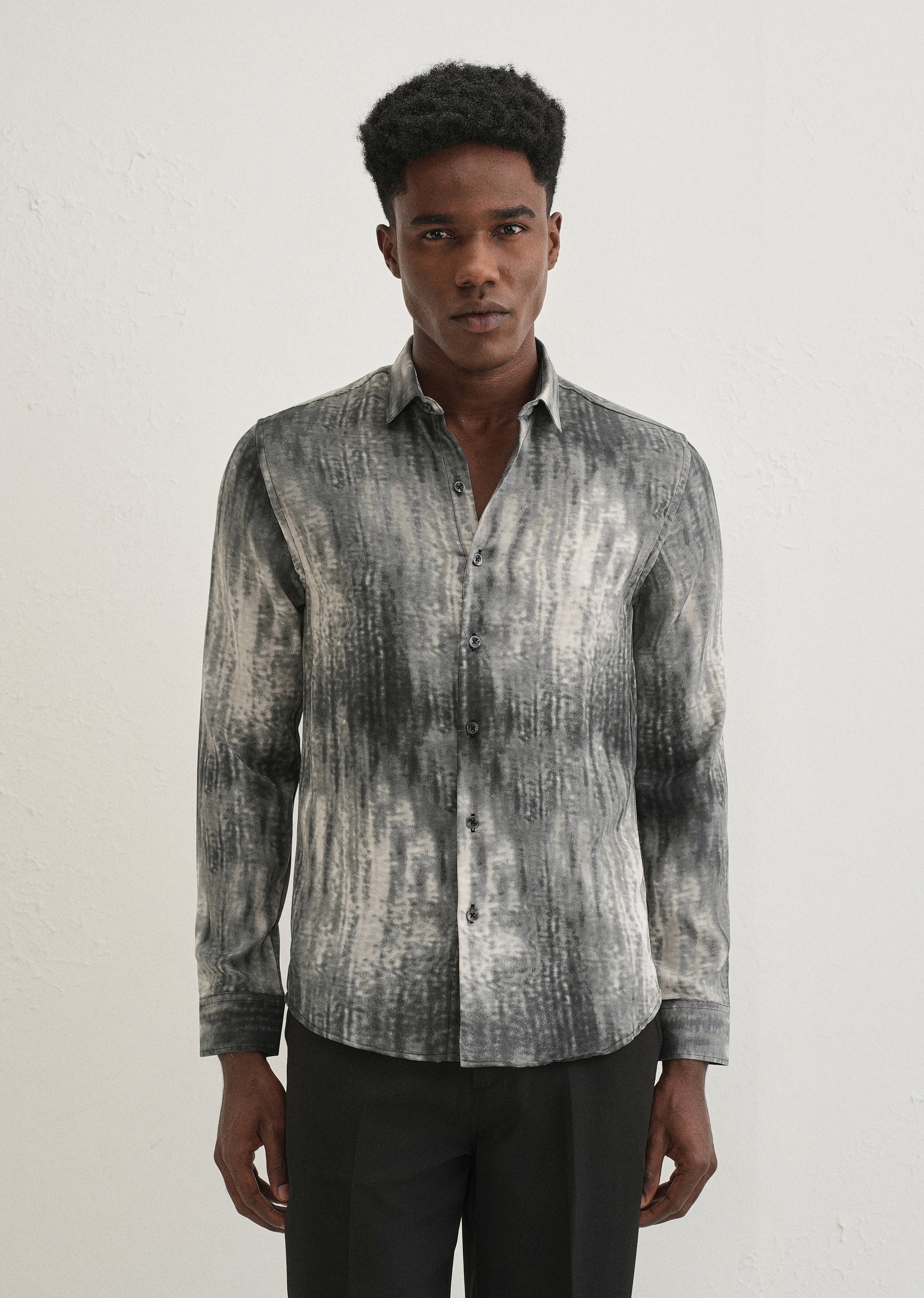 Grey Fade Abstract Printed Shirt