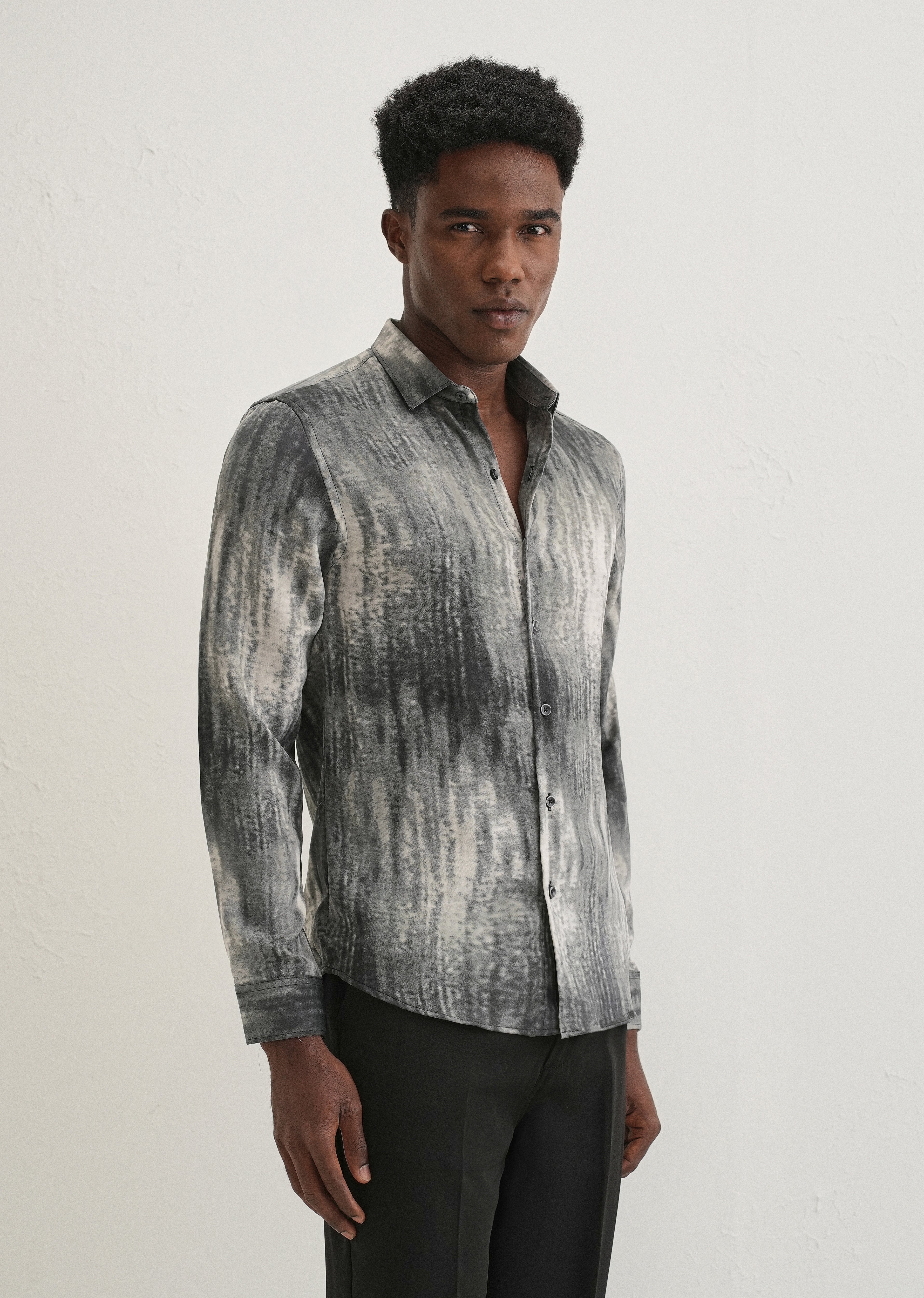Grey Fade Abstract Printed Shirt