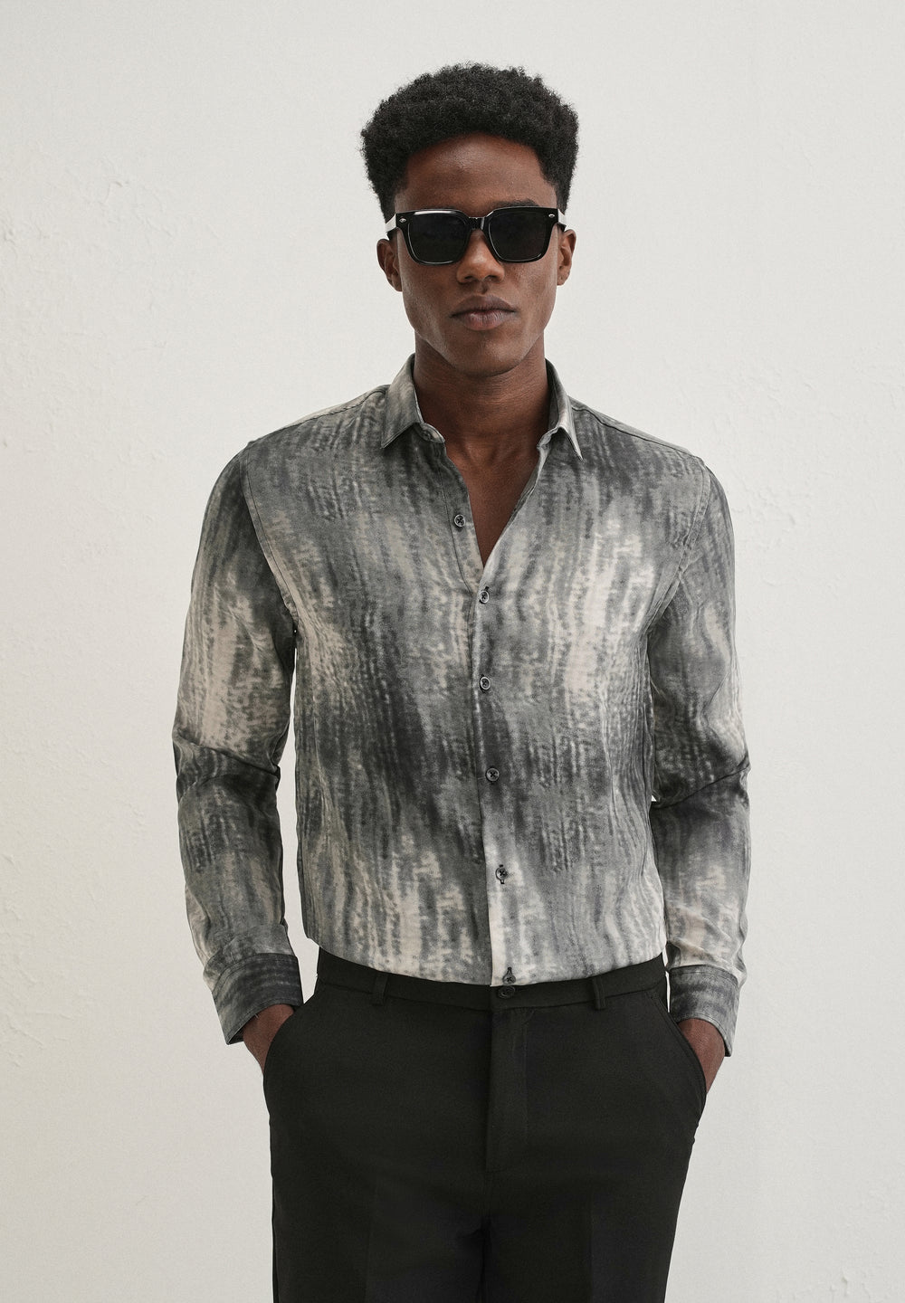 Grey Fade Abstract Printed Shirt