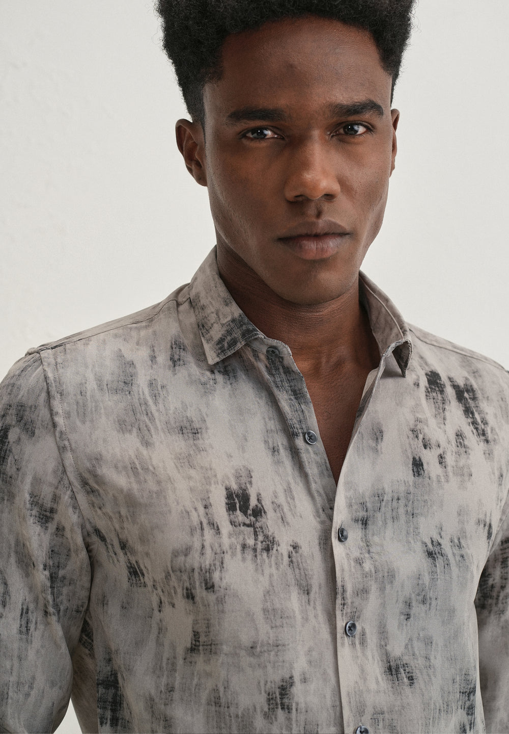 Grey Multi Tone Abstract Printed Shirt