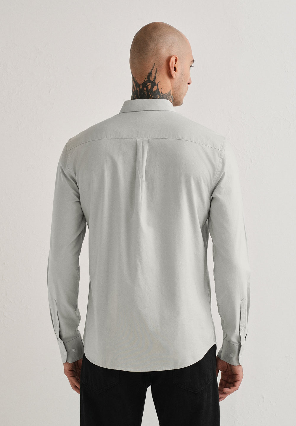 Grey Plain Cotton Oxford Shirt