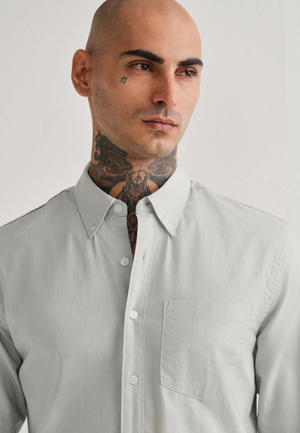 Grey Plain Cotton Oxford Shirt