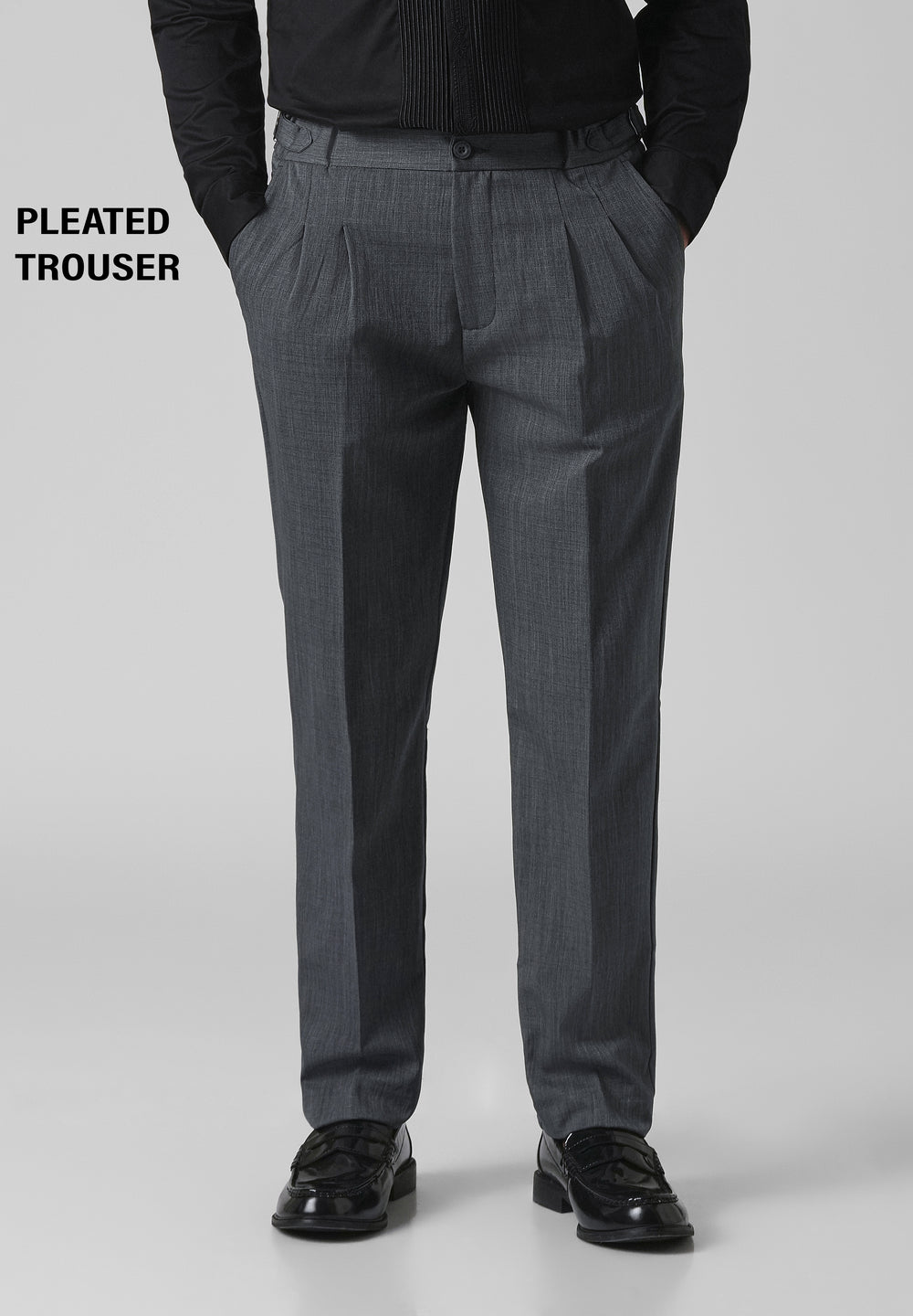 Grey Pleated Gurkha Pant