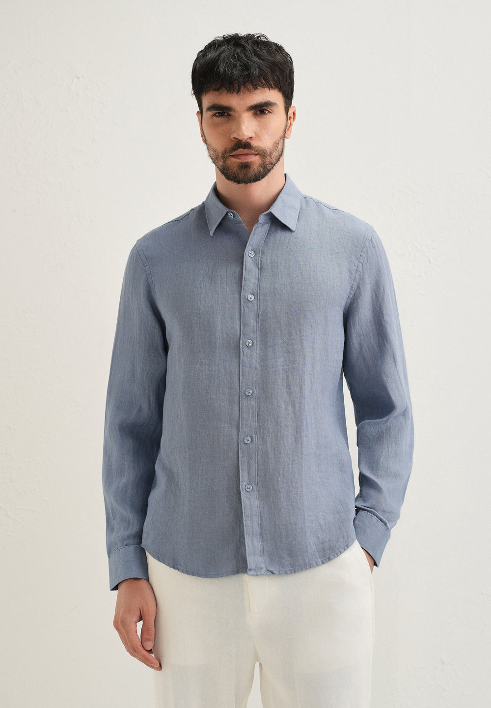 Slate Blue Pure Linen Shirt